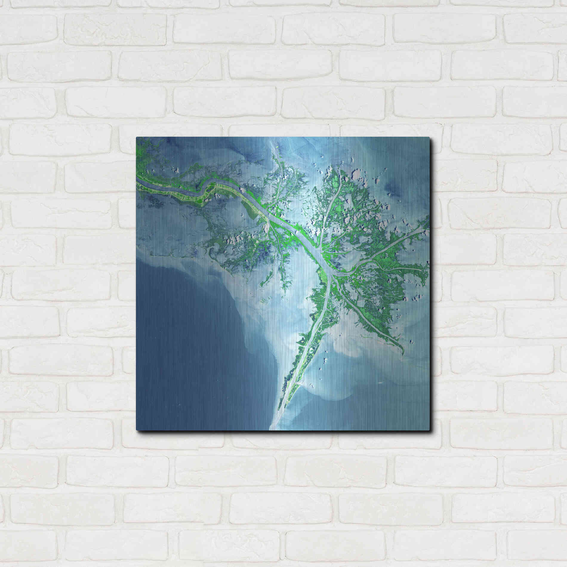 Luxe Metal Art 'Earth as Art: Mississippi River Delta' Metal Wall Art,24x24