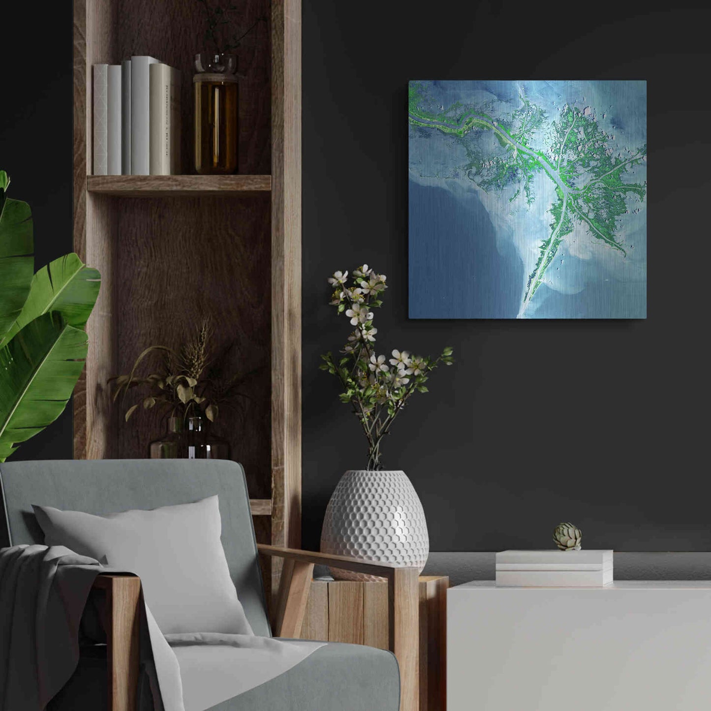 Luxe Metal Art 'Earth as Art: Mississippi River Delta' Metal Wall Art,24x24