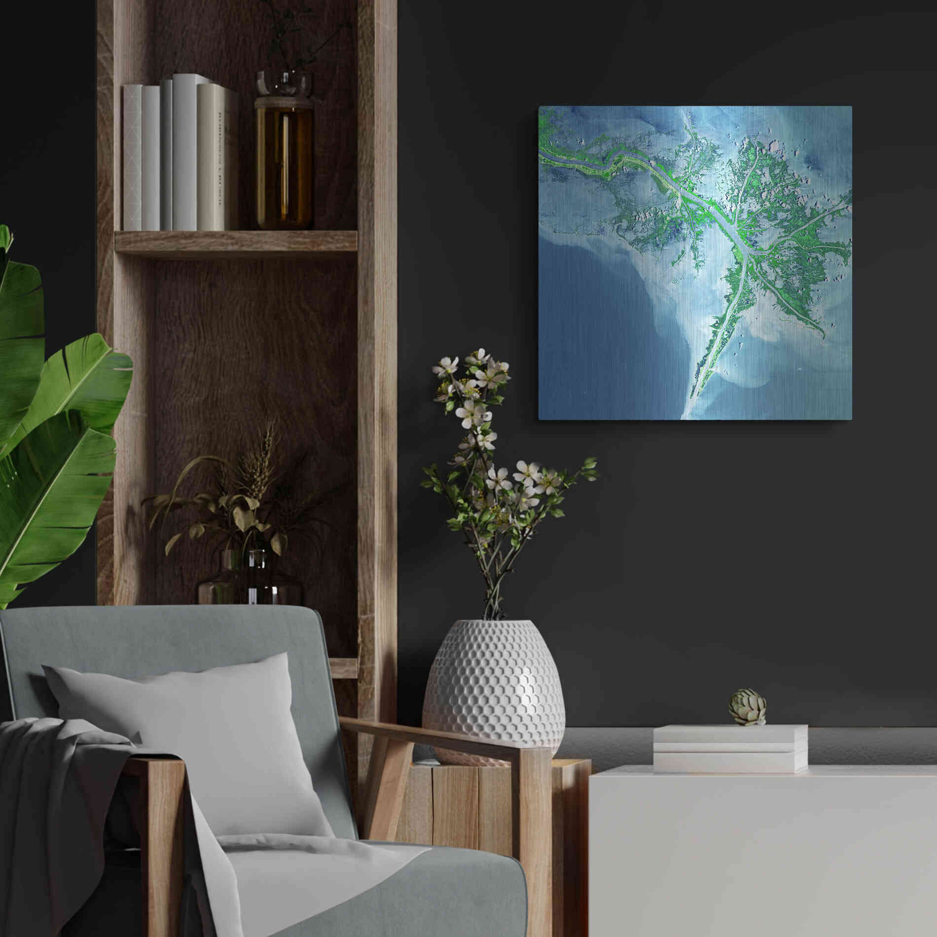 Luxe Metal Art 'Earth as Art: Mississippi River Delta' Metal Wall Art,24x24