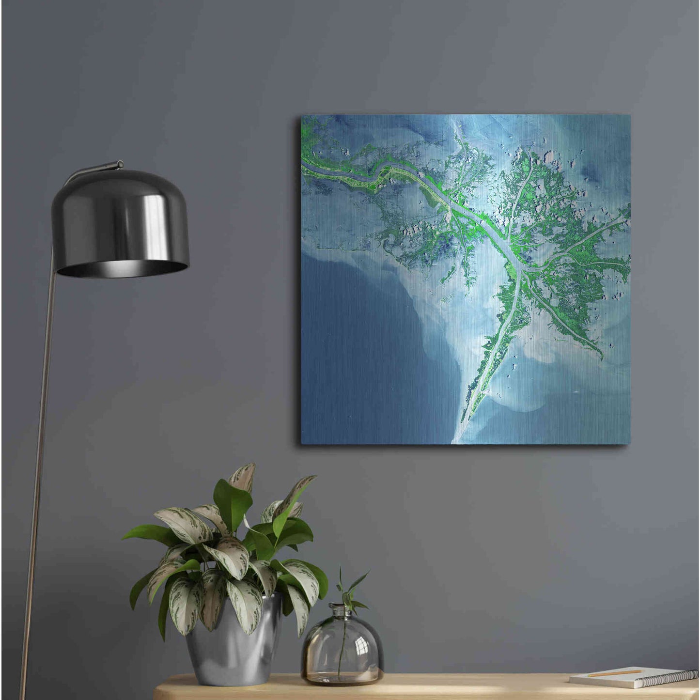 Luxe Metal Art 'Earth as Art: Mississippi River Delta' Metal Wall Art,24x24