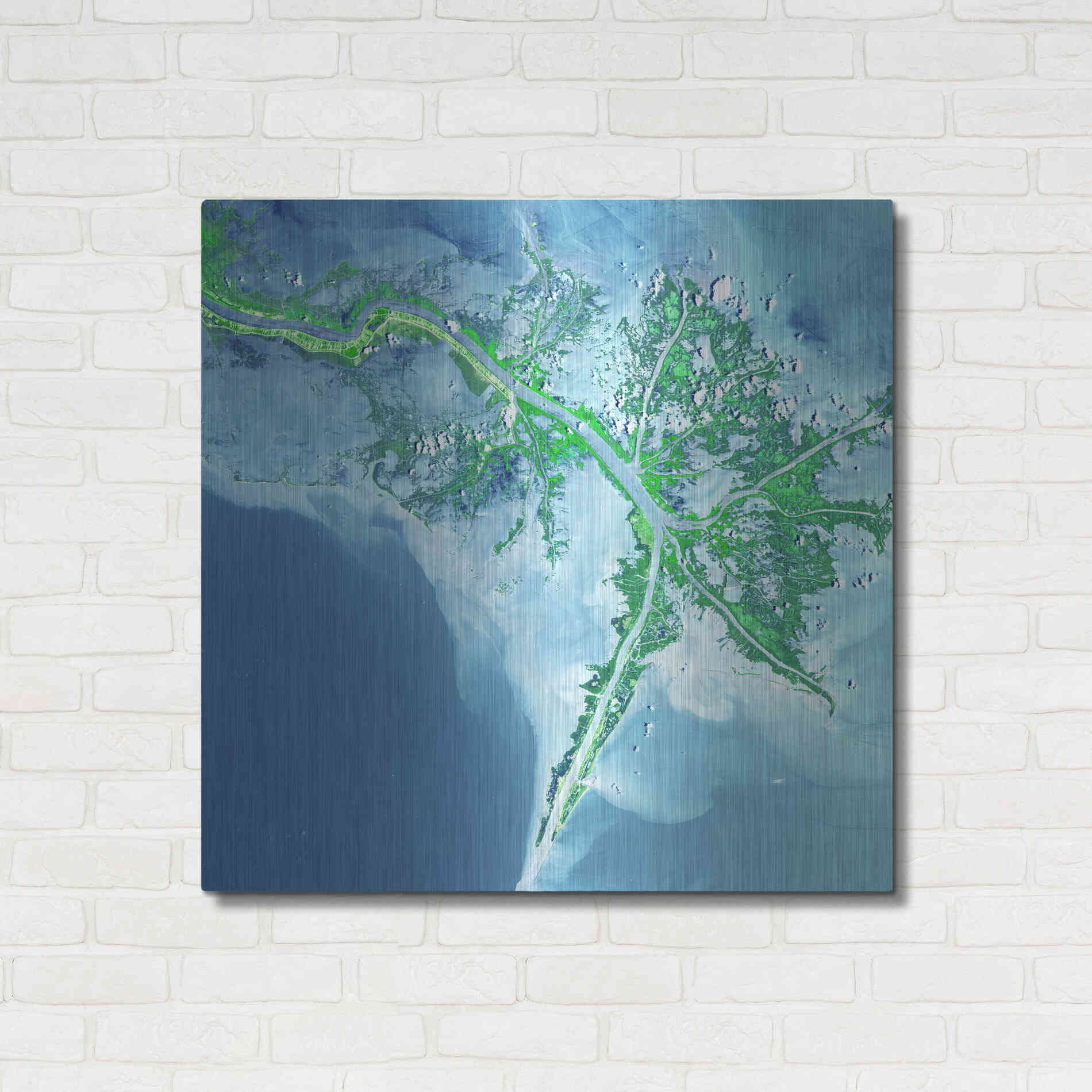 Luxe Metal Art 'Earth as Art: Mississippi River Delta' Metal Wall Art,36x36