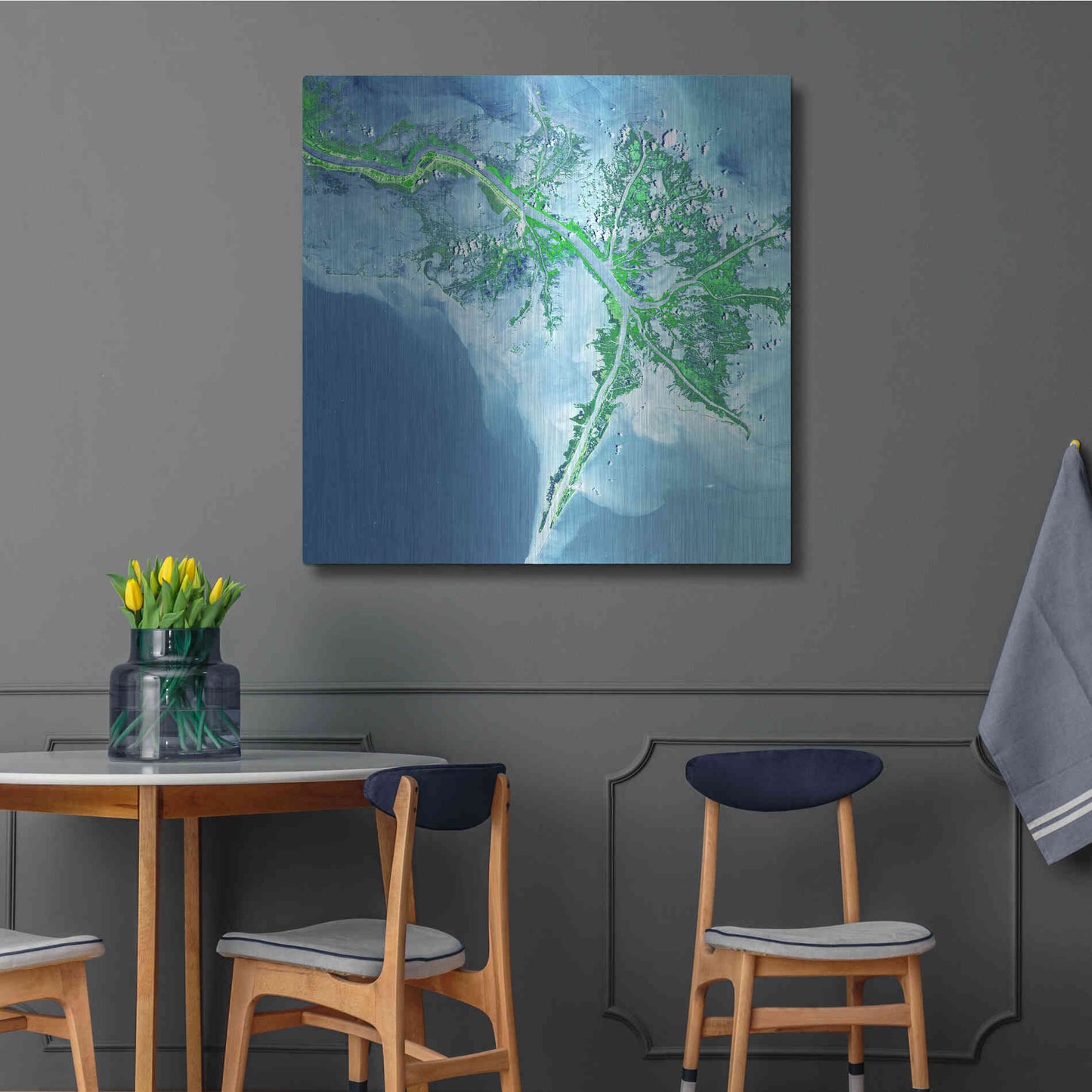 Luxe Metal Art 'Earth as Art: Mississippi River Delta' Metal Wall Art,36x36