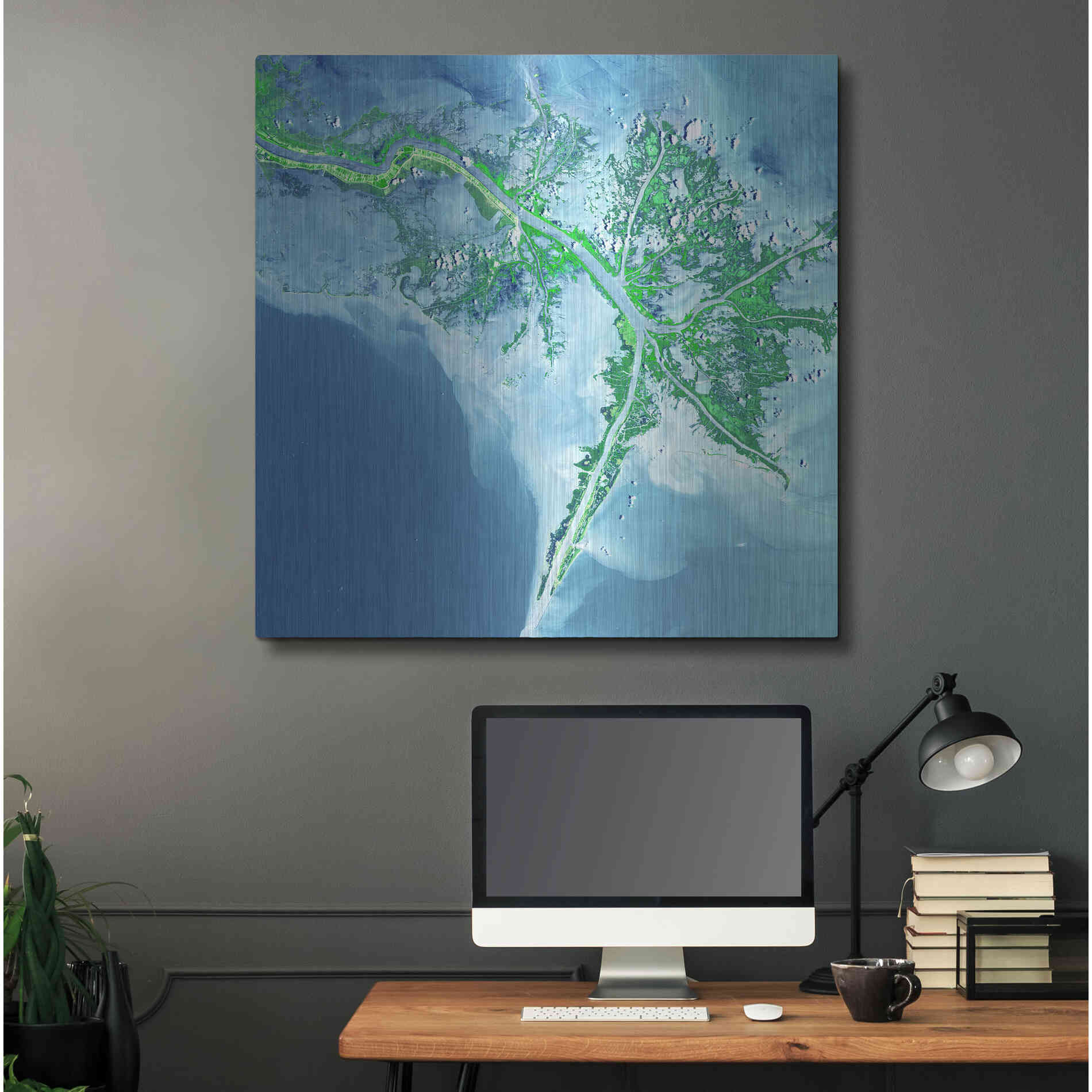 Luxe Metal Art 'Earth as Art: Mississippi River Delta' Metal Wall Art,36x36