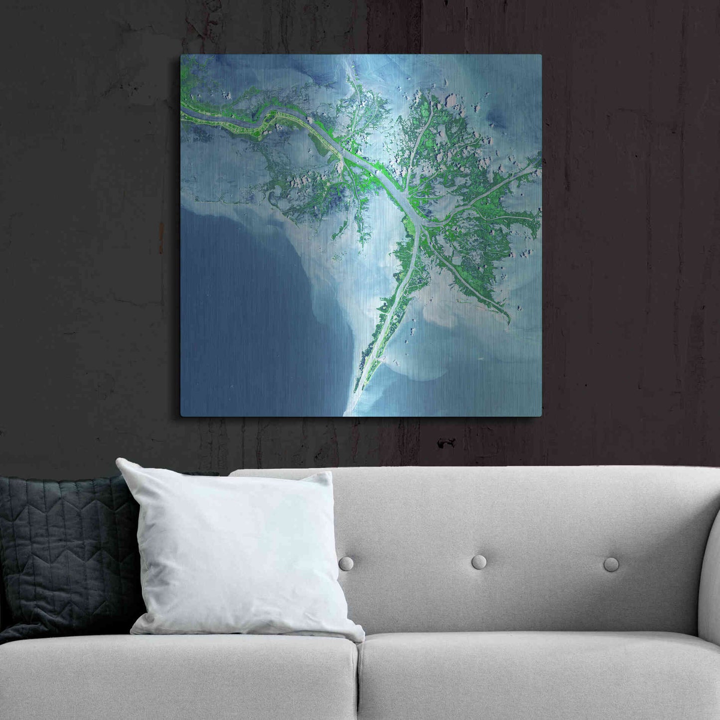 Luxe Metal Art 'Earth as Art: Mississippi River Delta' Metal Wall Art,36x36