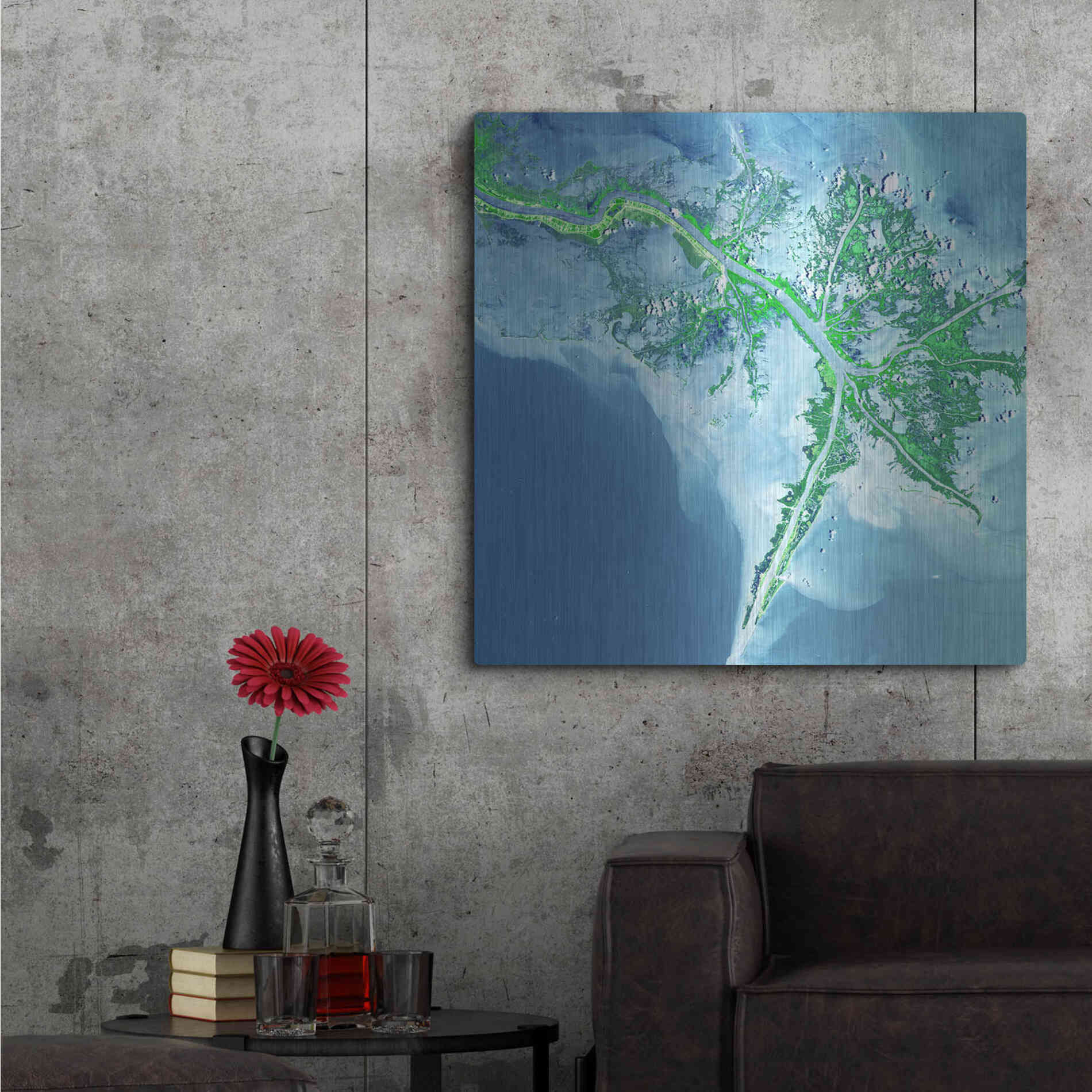 Luxe Metal Art 'Earth as Art: Mississippi River Delta' Metal Wall Art,36x36