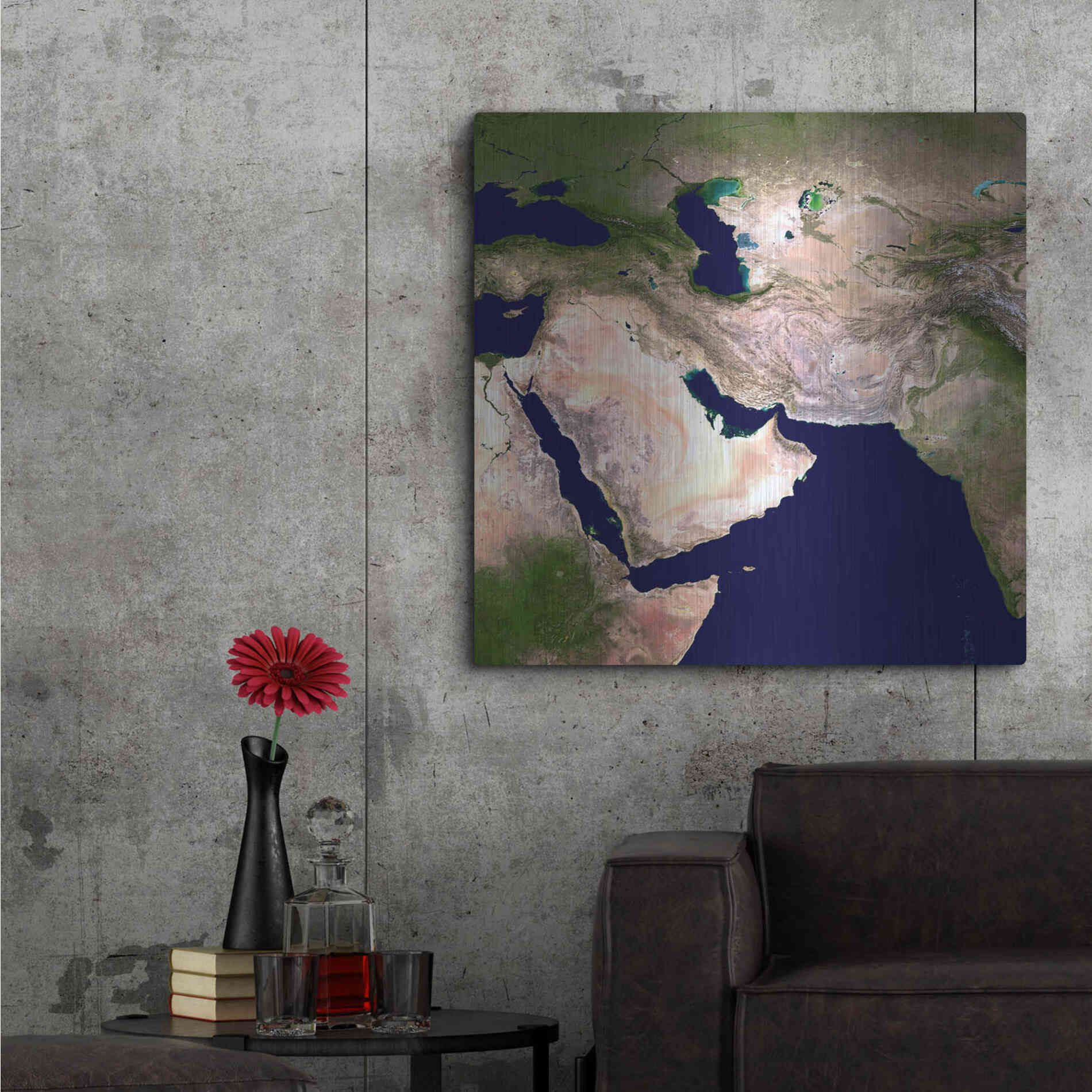Luxe Metal Art 'Earth as Art: Western Asia' Metal Wall Art,36x36