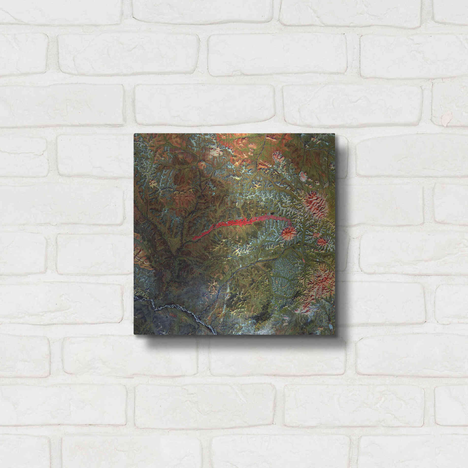 Luxe Metal Art 'Earth as Art: Anyuyskiy Volcano,' Metal Wall Art,12x12