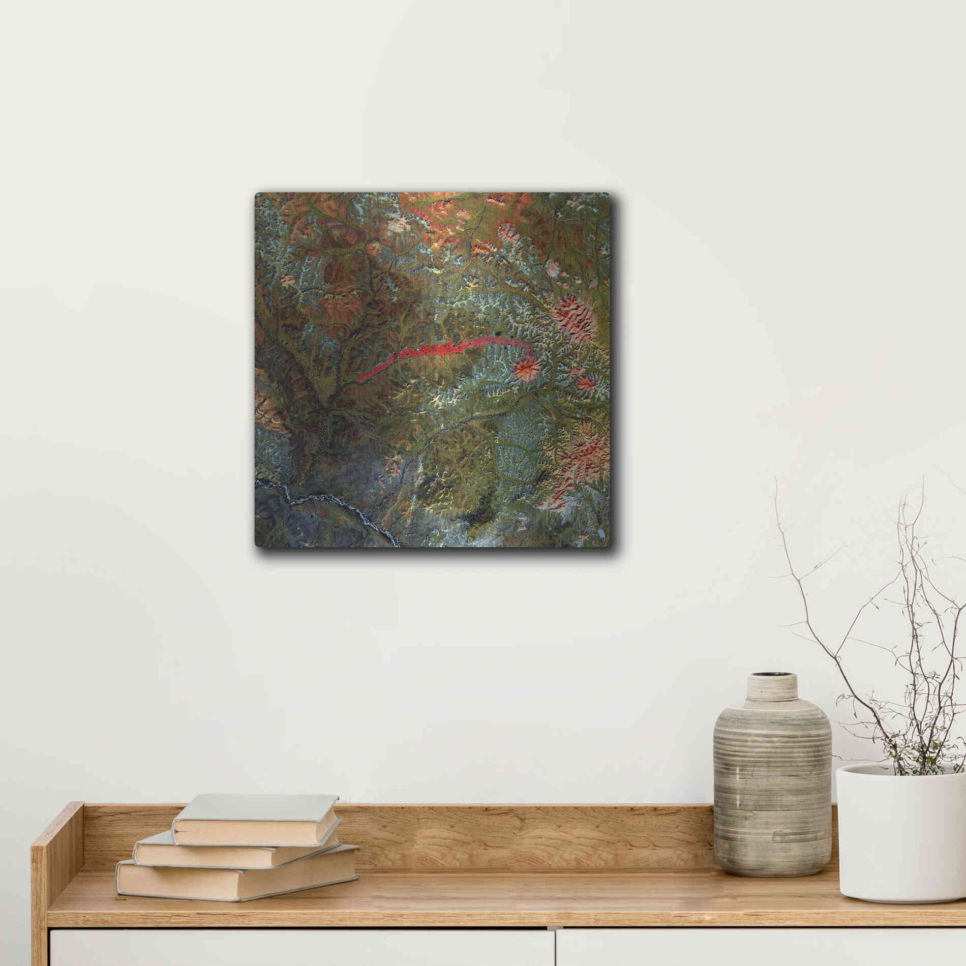 Luxe Metal Art 'Earth as Art: Anyuyskiy Volcano,' Metal Wall Art,12x12