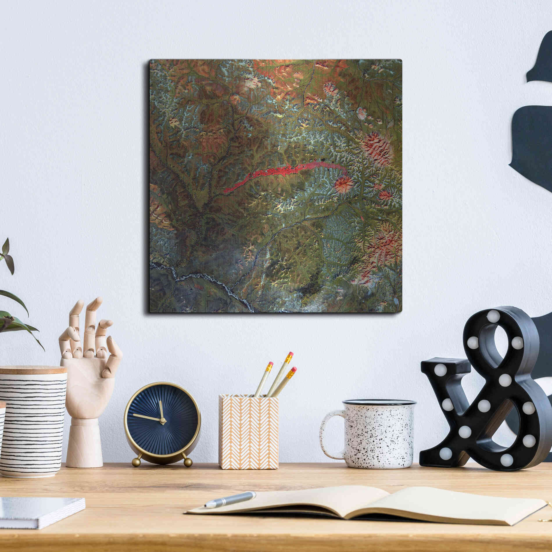 Luxe Metal Art 'Earth as Art: Anyuyskiy Volcano,' Metal Wall Art,12x12
