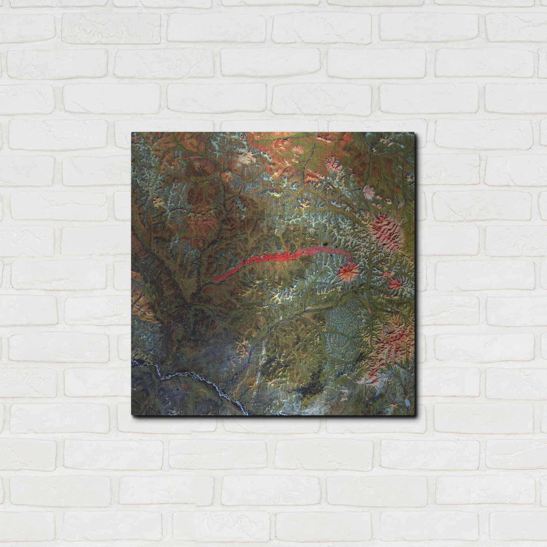 Luxe Metal Art 'Earth as Art: Anyuyskiy Volcano,' Metal Wall Art,24x24