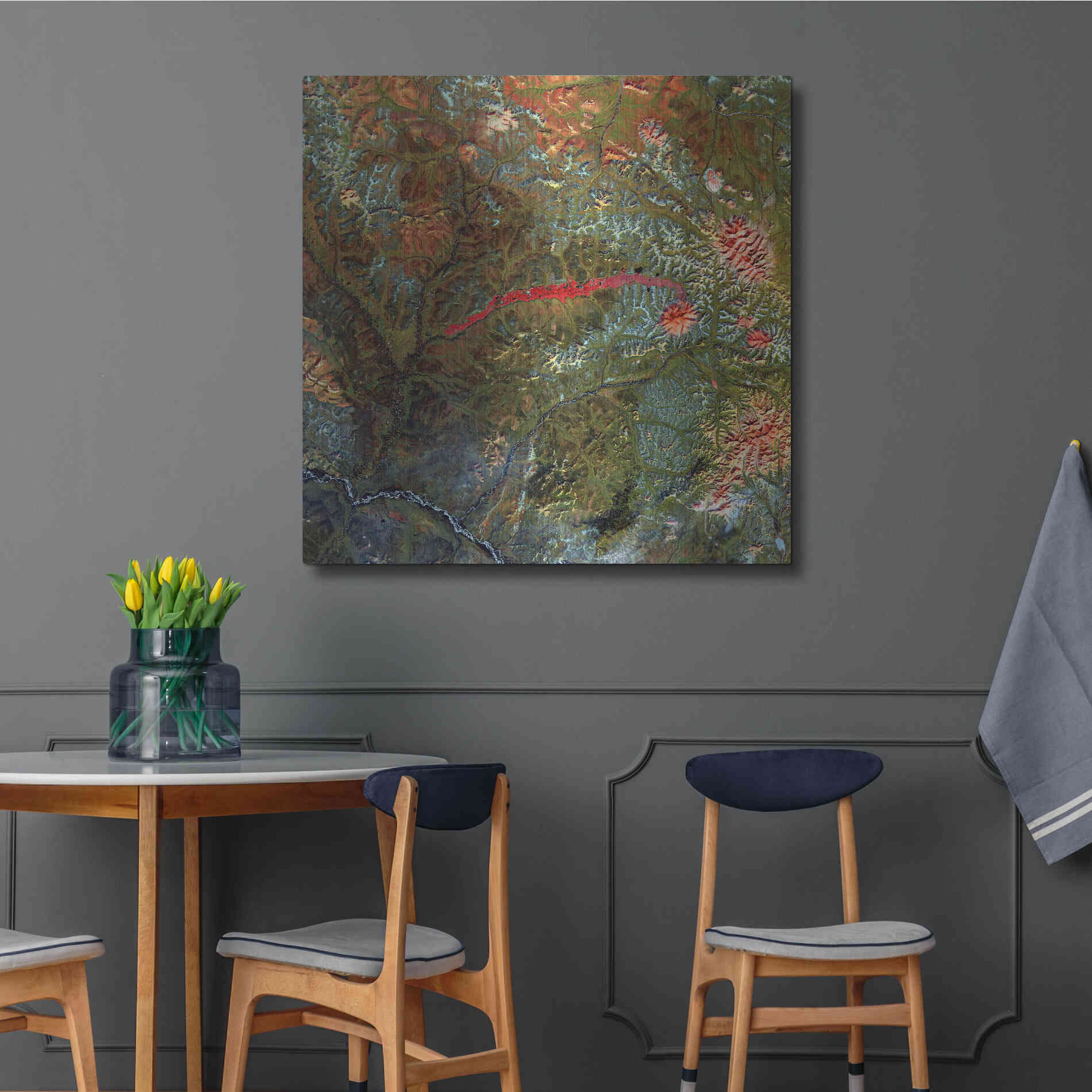 Luxe Metal Art 'Earth as Art: Anyuyskiy Volcano,' Metal Wall Art,36x36