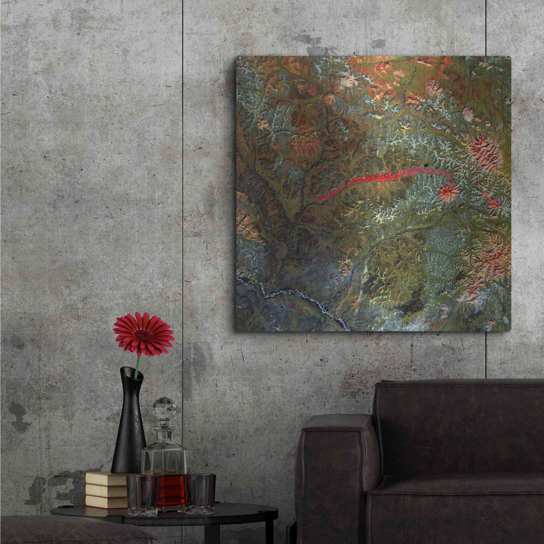 Luxe Metal Art 'Earth as Art: Anyuyskiy Volcano,' Metal Wall Art,36x36