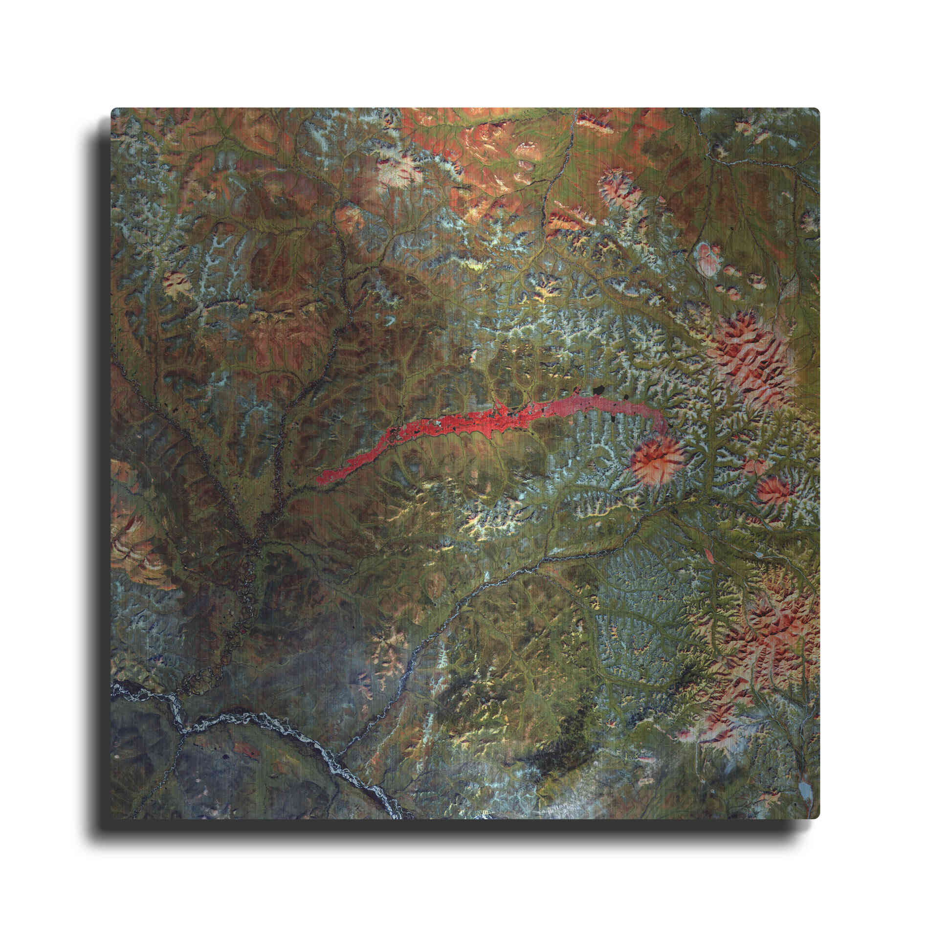 Luxe Metal Art 'Earth as Art: Anyuyskiy Volcano,' Metal Wall Art