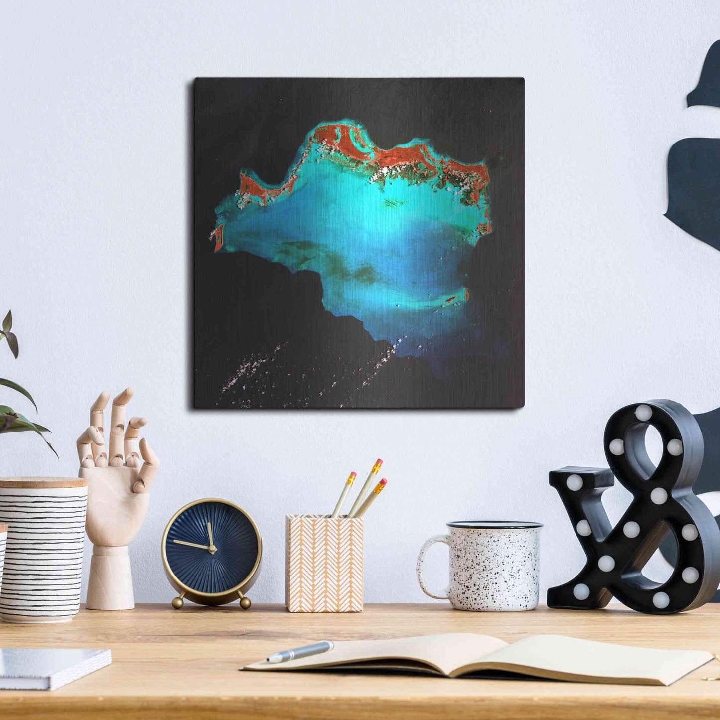 Luxe Metal Art 'Earth as Art: Caribbean Luxury,' Metal Wall Art,12x12