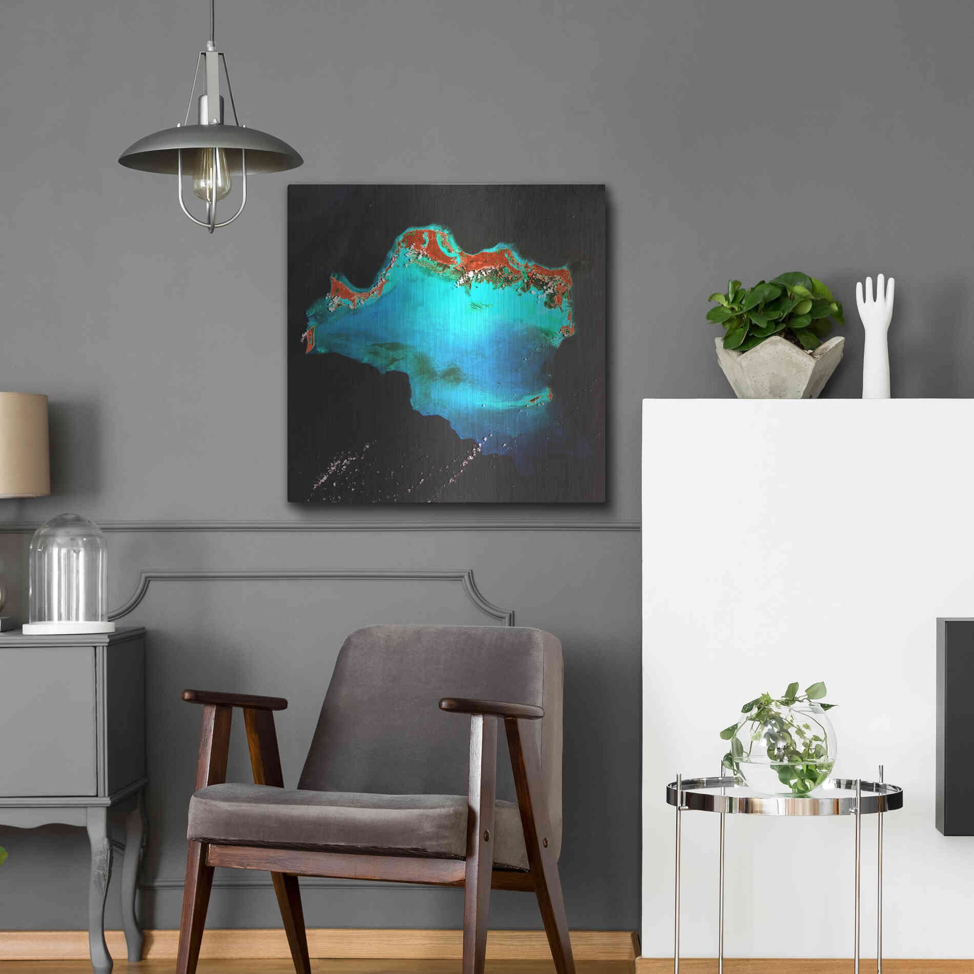 Luxe Metal Art 'Earth as Art: Caribbean Luxury,' Metal Wall Art,24x24