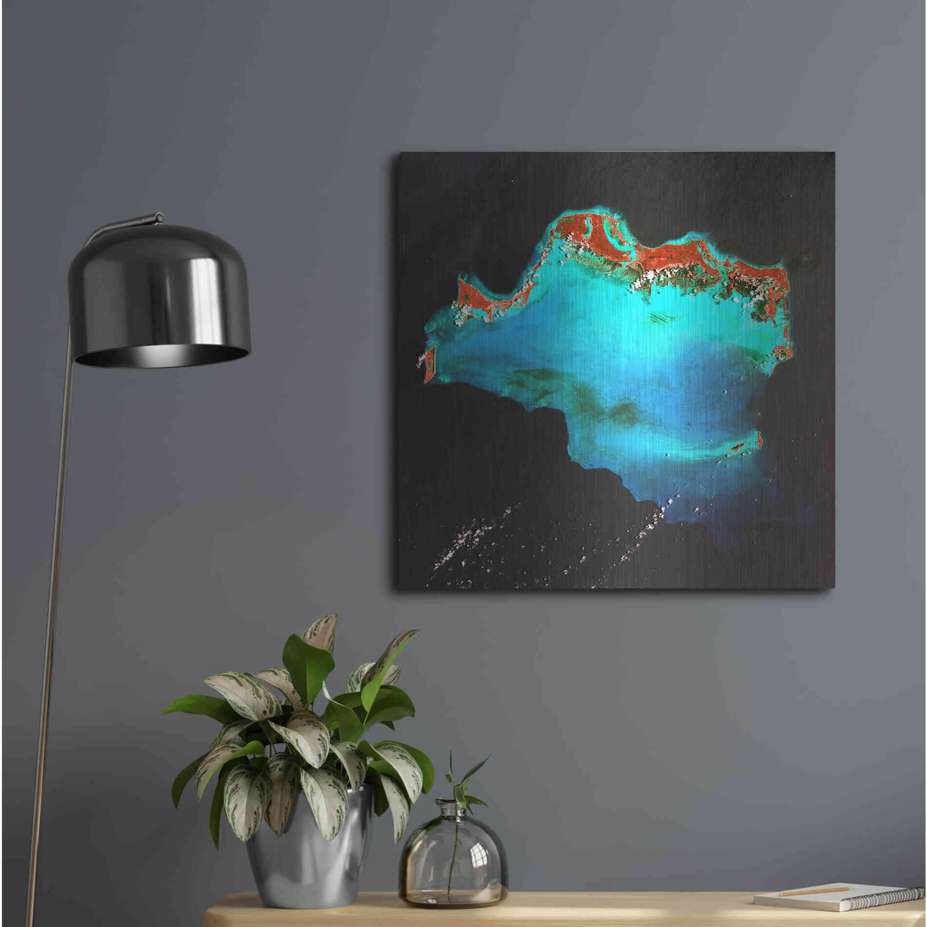 Luxe Metal Art 'Earth as Art: Caribbean Luxury,' Metal Wall Art,24x24