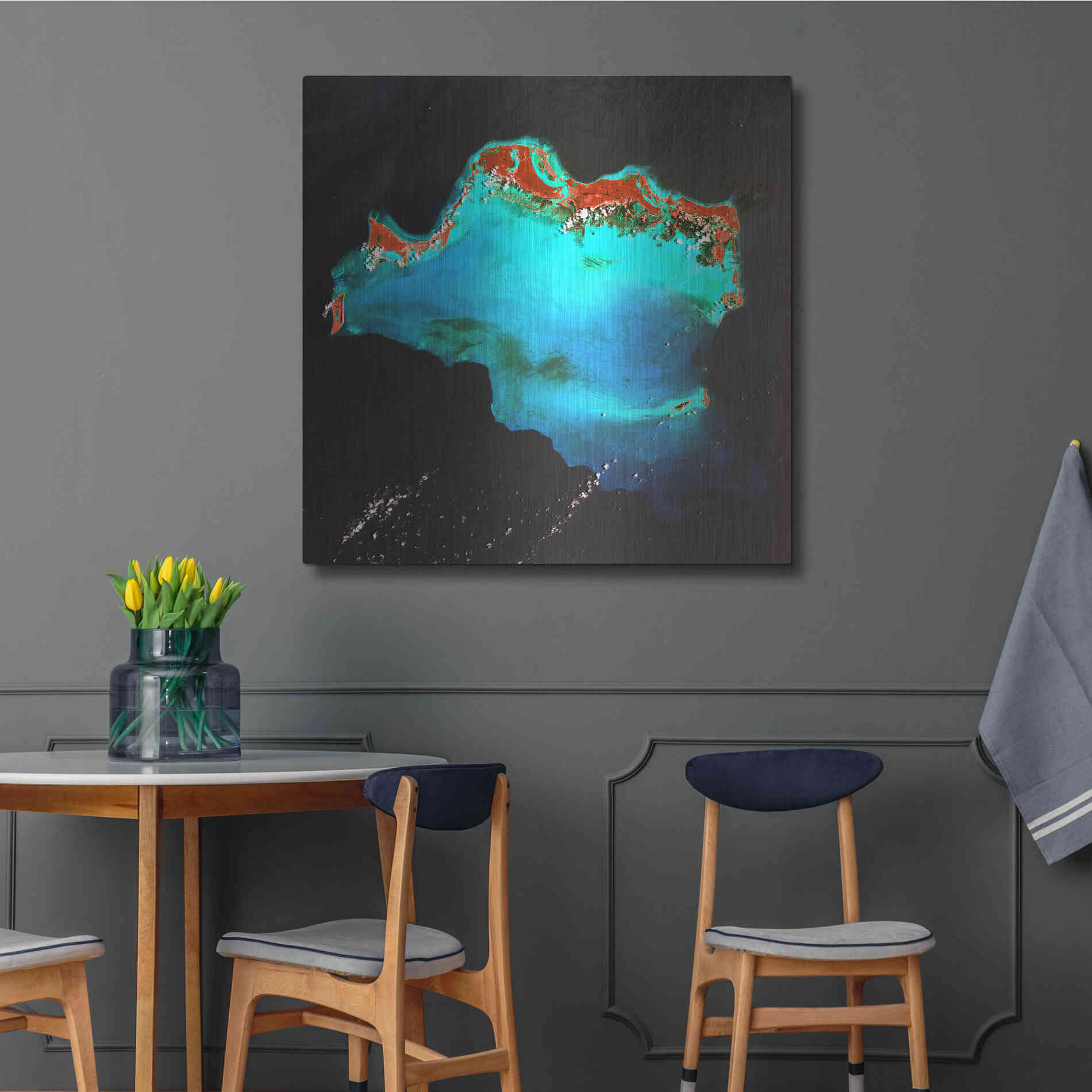 Luxe Metal Art 'Earth as Art: Caribbean Luxury,' Metal Wall Art,36x36