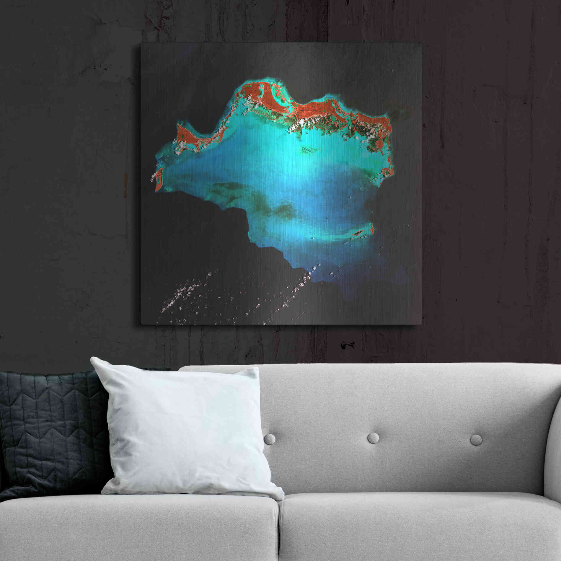 Luxe Metal Art 'Earth as Art: Caribbean Luxury,' Metal Wall Art,36x36