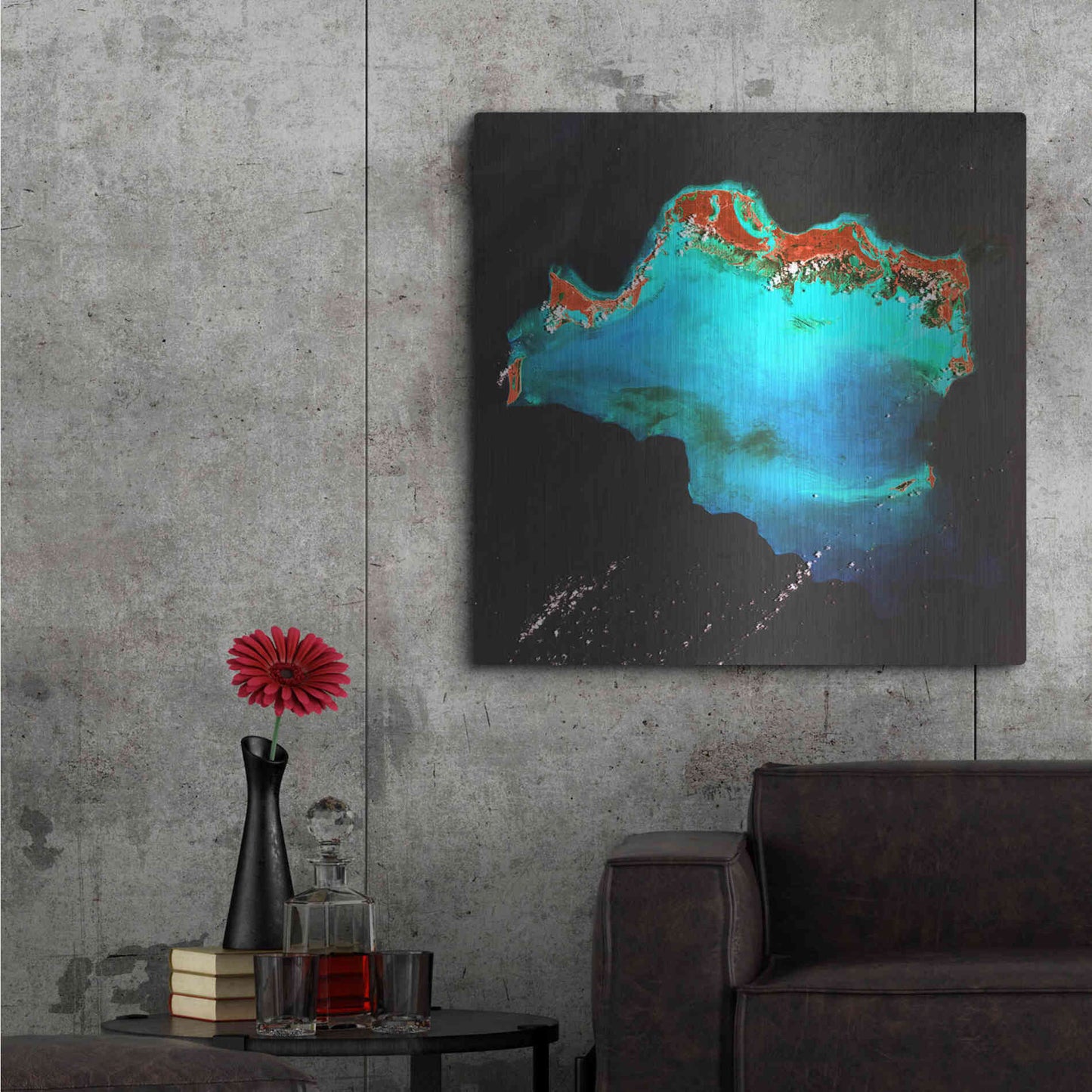 Luxe Metal Art 'Earth as Art: Caribbean Luxury,' Metal Wall Art,36x36