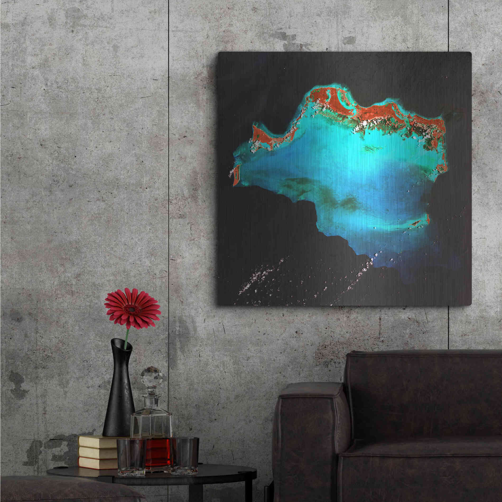 Luxe Metal Art 'Earth as Art: Caribbean Luxury,' Metal Wall Art,36x36