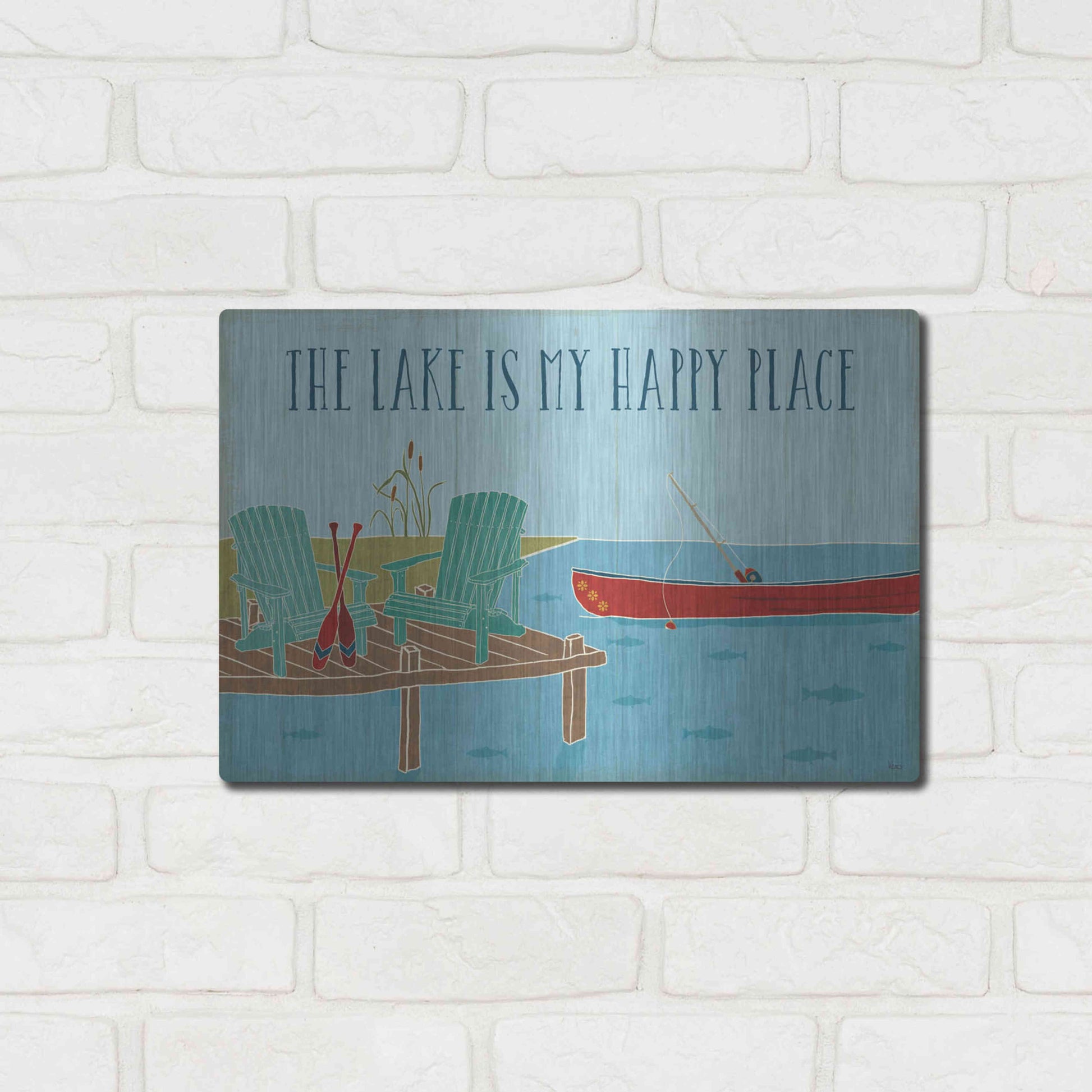 Luxe Metal Art 'Lake Pals II' by Veronique Charron, Metal Wall Art,16x12