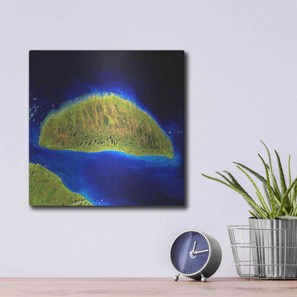 Luxe Metal Art 'Earth as Art: Island Rebound,' Metal Wall Art,12x12