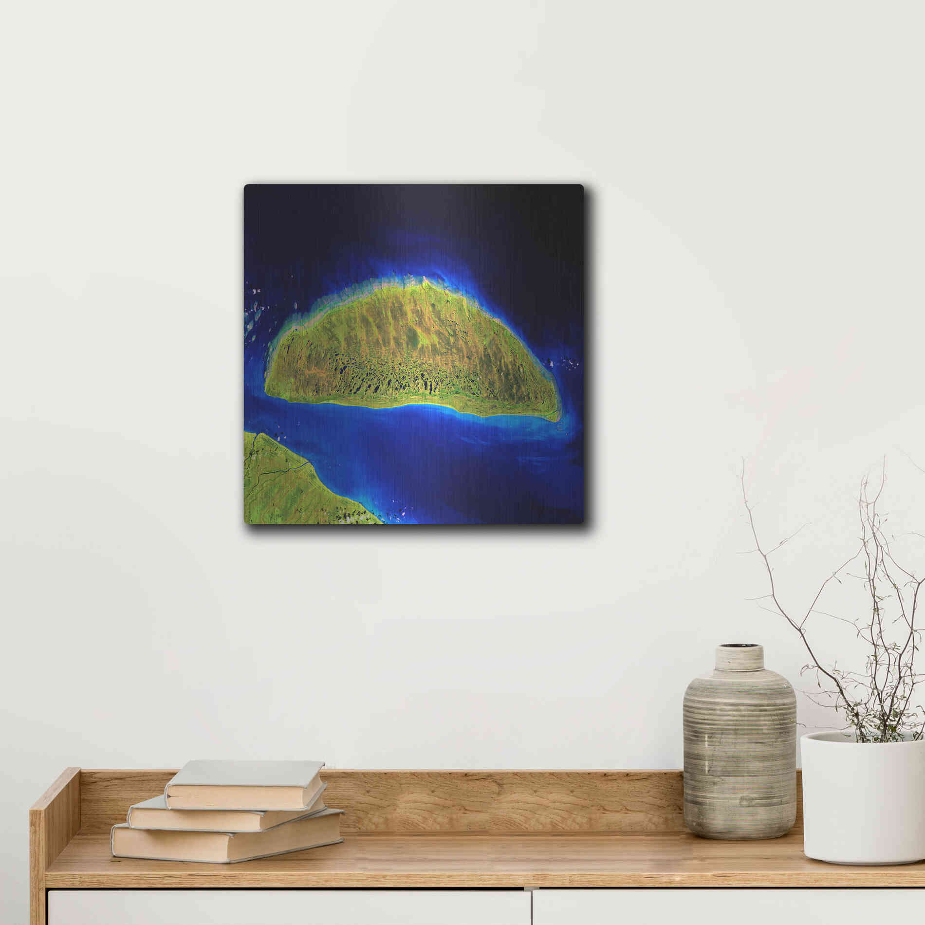 Luxe Metal Art 'Earth as Art: Island Rebound,' Metal Wall Art,12x12