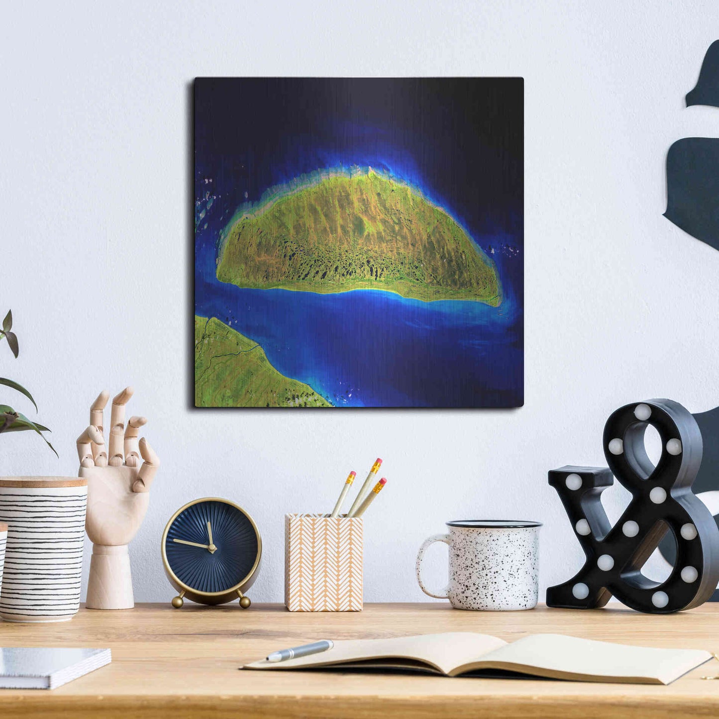 Luxe Metal Art 'Earth as Art: Island Rebound,' Metal Wall Art,12x12