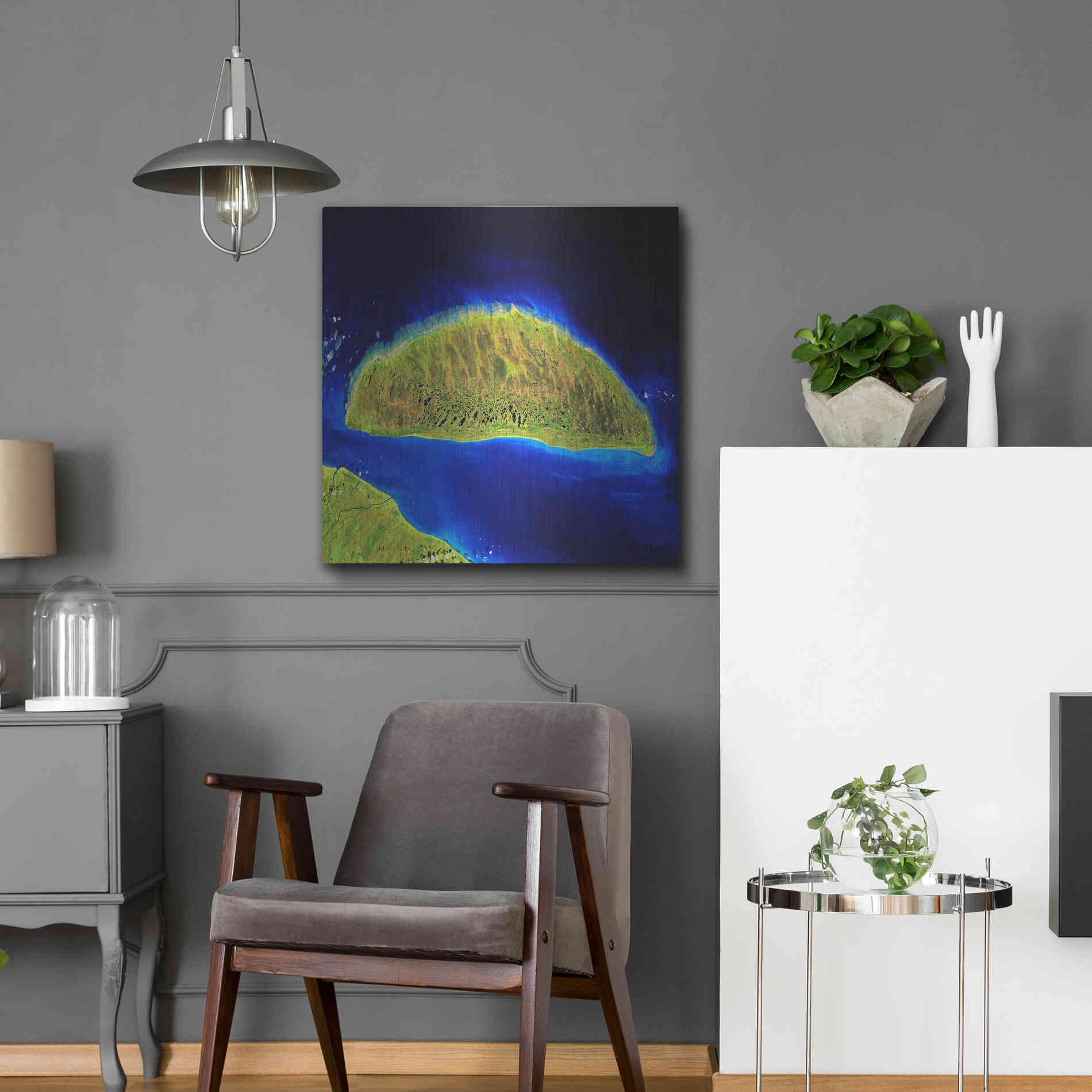 Luxe Metal Art 'Earth as Art: Island Rebound,' Metal Wall Art,24x24