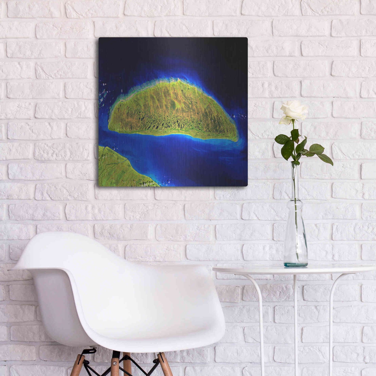 Luxe Metal Art 'Earth as Art: Island Rebound,' Metal Wall Art,24x24