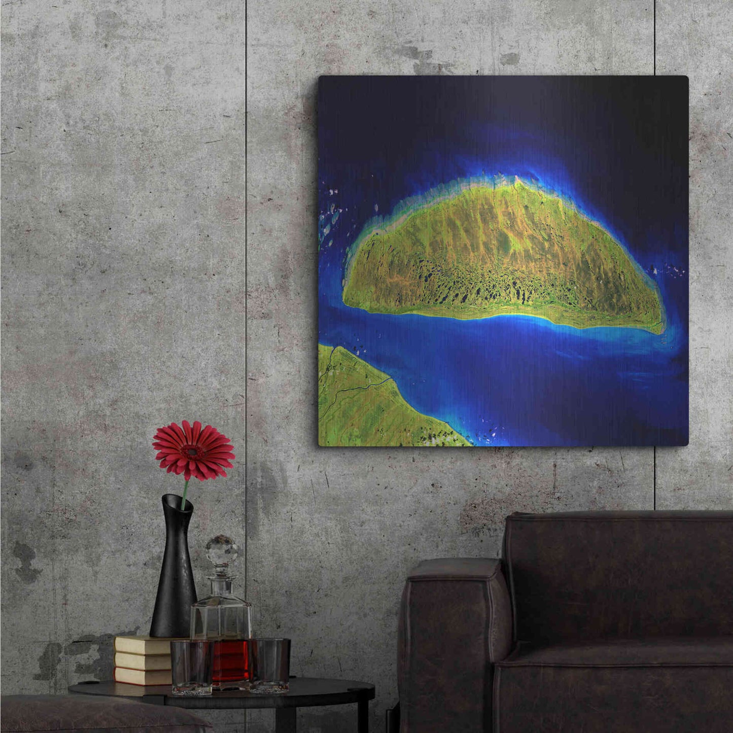 Luxe Metal Art 'Earth as Art: Island Rebound,' Metal Wall Art,36x36