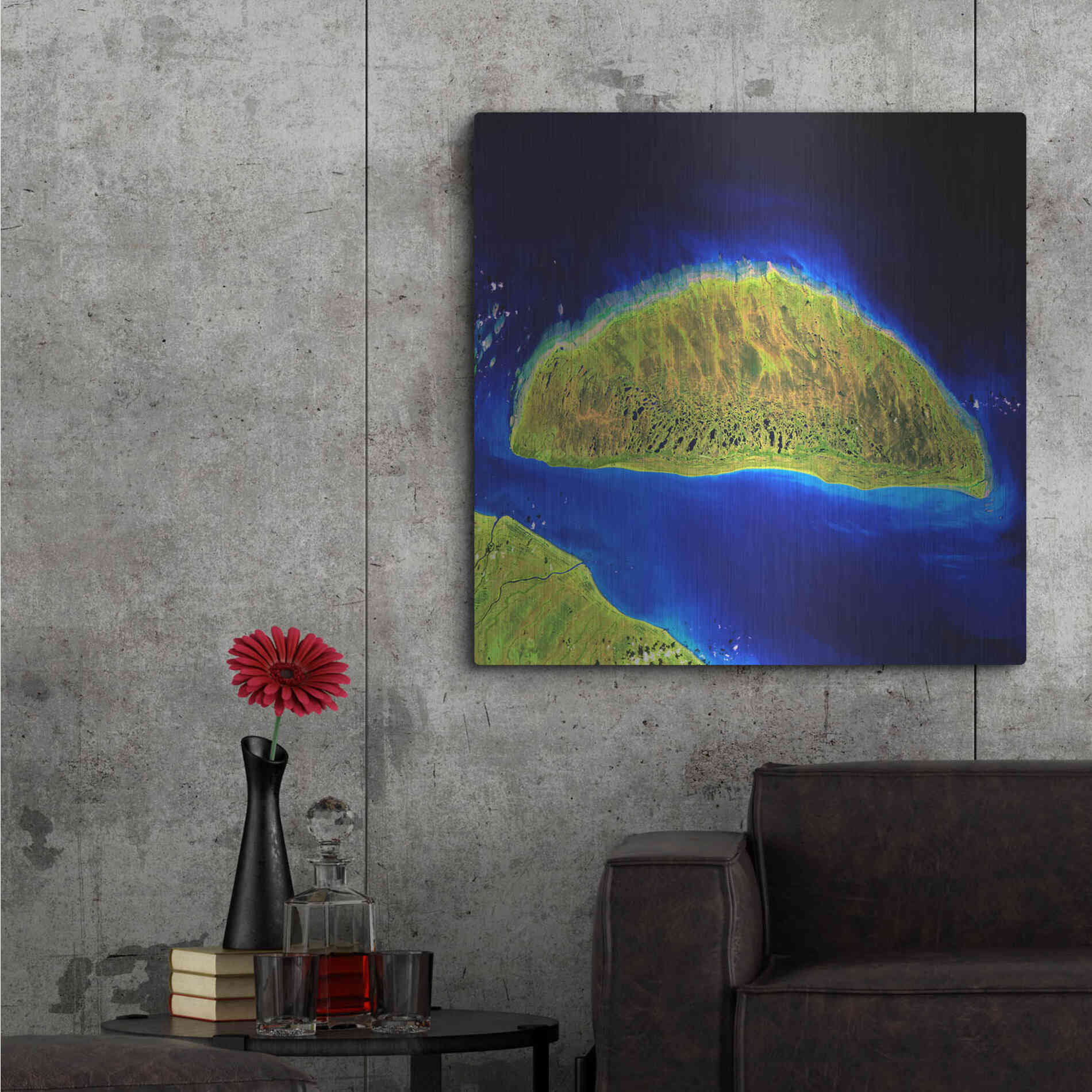 Luxe Metal Art 'Earth as Art: Island Rebound,' Metal Wall Art,36x36