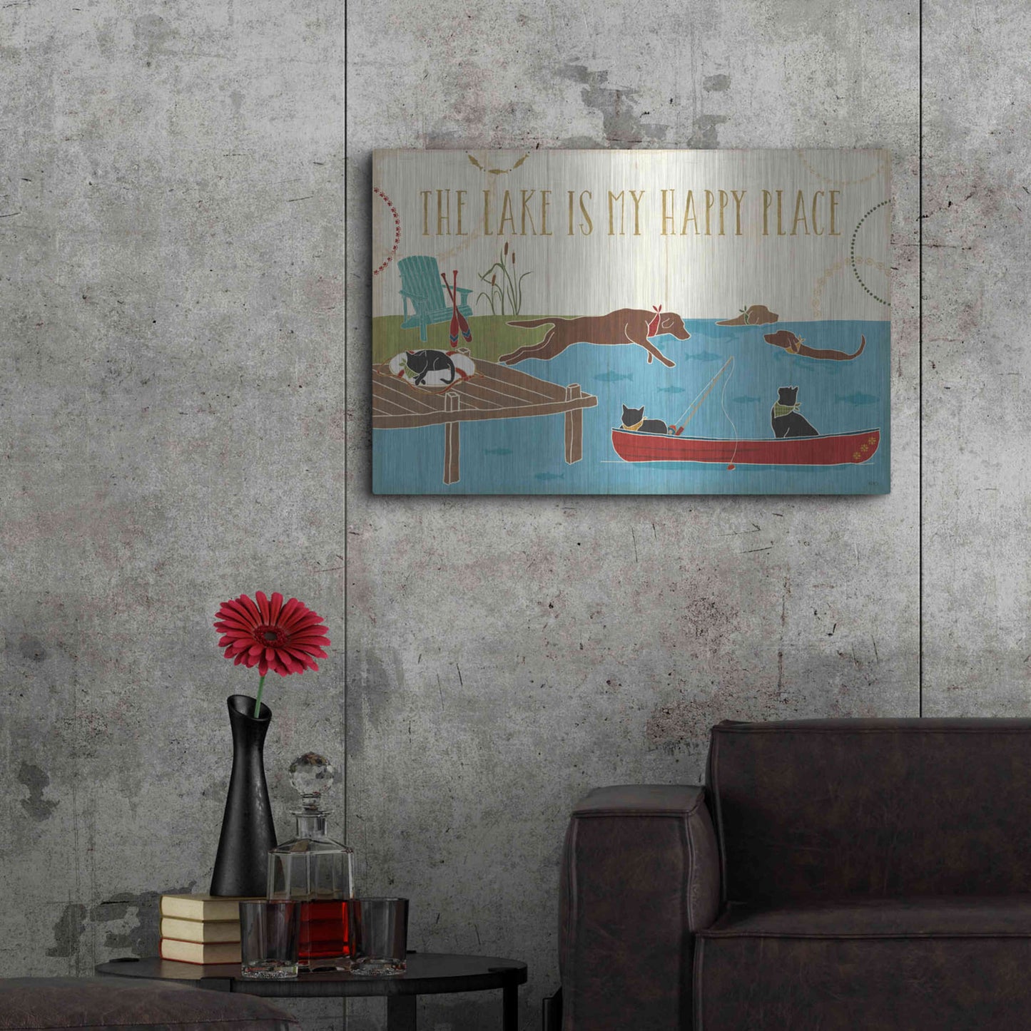 Luxe Metal Art 'Lake Pals I' by Veronique Charron, Metal Wall Art,36x24