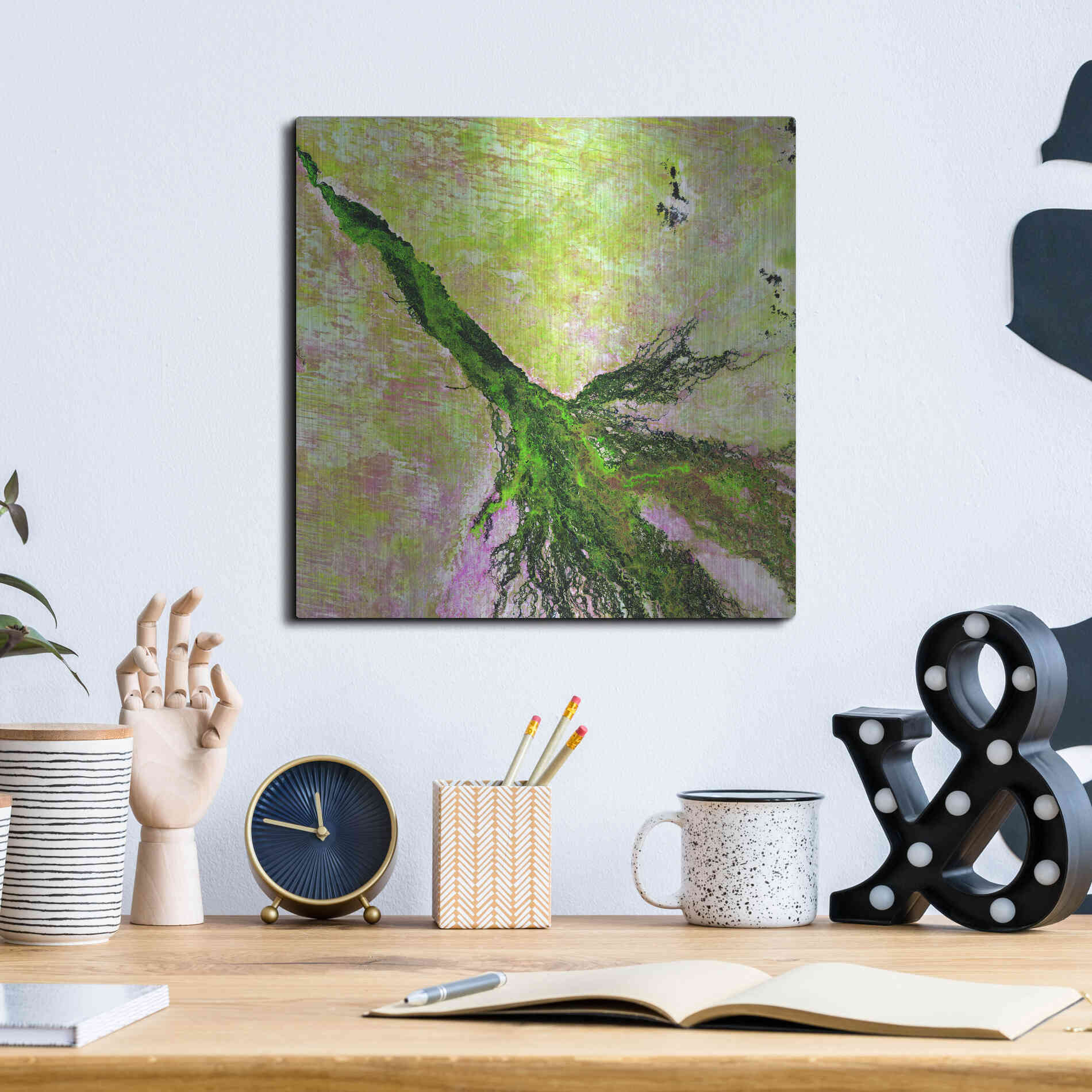 Luxe Metal Art 'Earth as Art: Okavango Delta,' Metal Wall Art,12x12