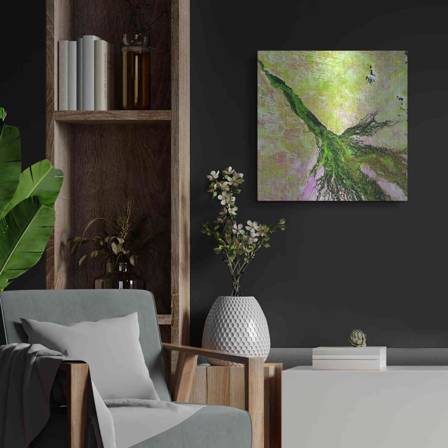 Luxe Metal Art 'Earth as Art: Okavango Delta,' Metal Wall Art,24x24