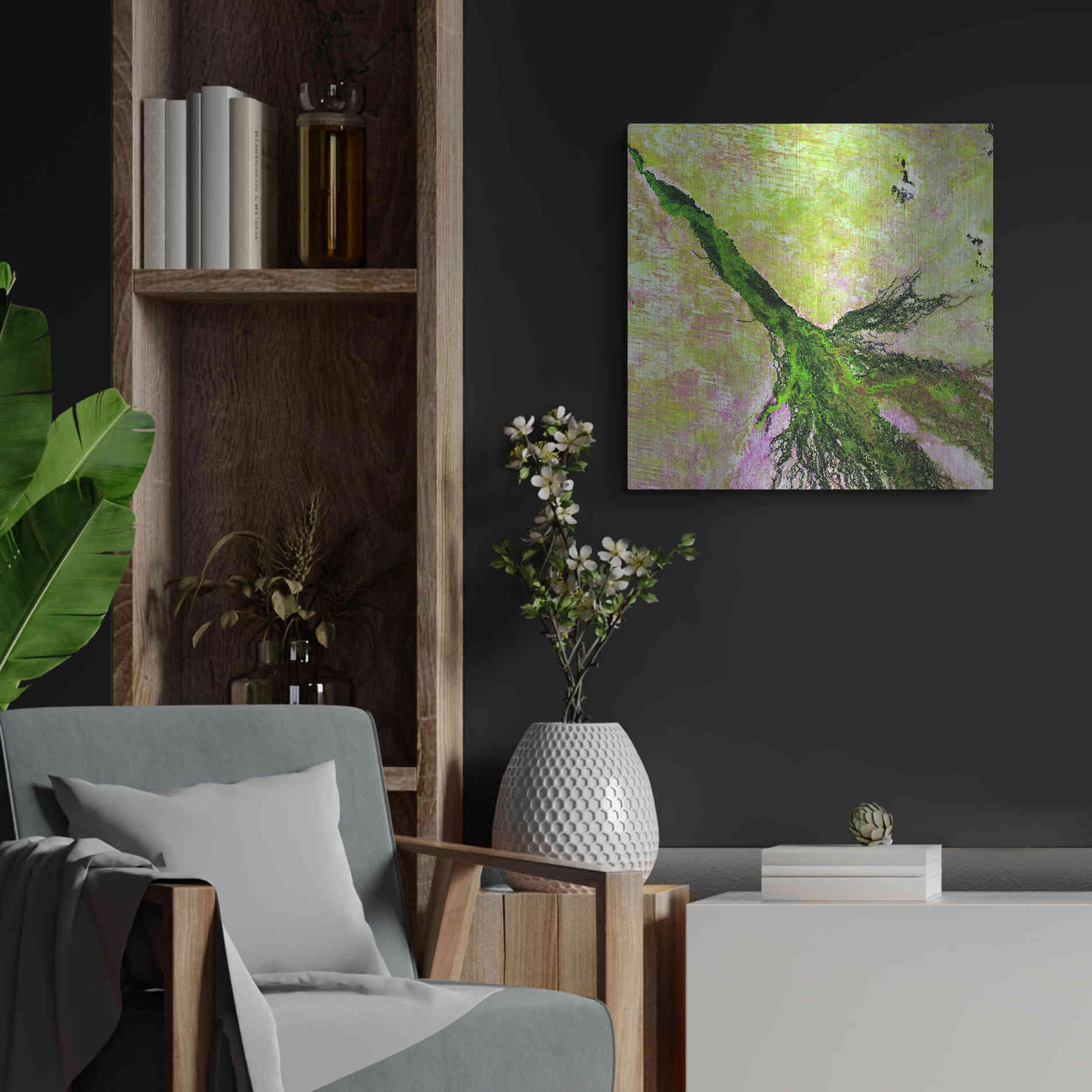 Luxe Metal Art 'Earth as Art: Okavango Delta,' Metal Wall Art,24x24