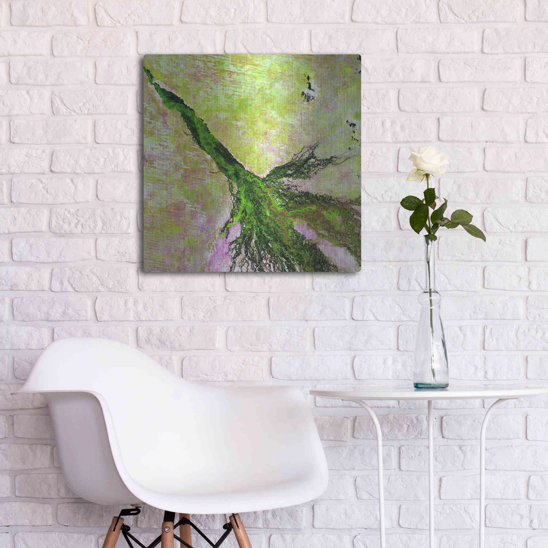 Luxe Metal Art 'Earth as Art: Okavango Delta,' Metal Wall Art,24x24