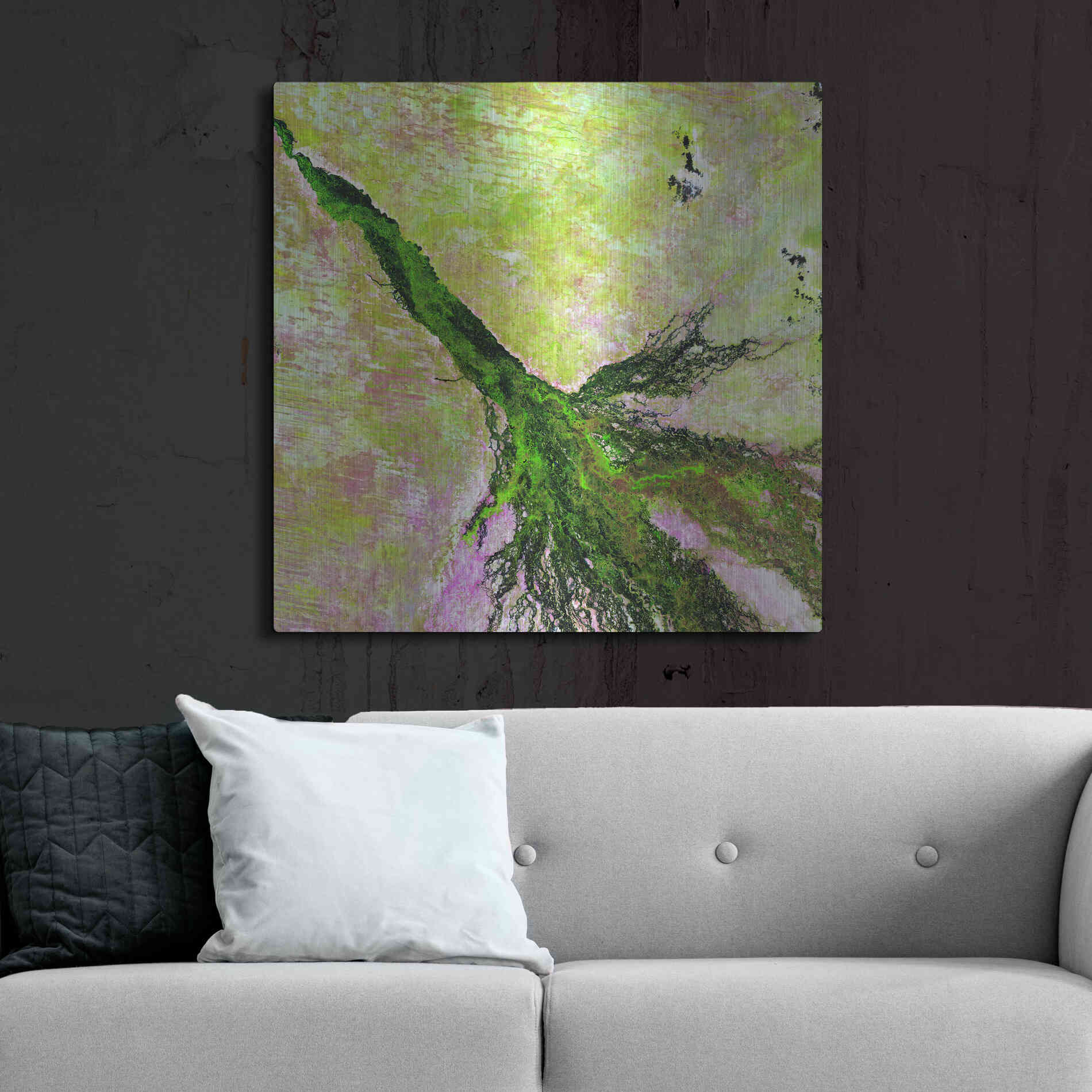 Luxe Metal Art 'Earth as Art: Okavango Delta,' Metal Wall Art,36x36