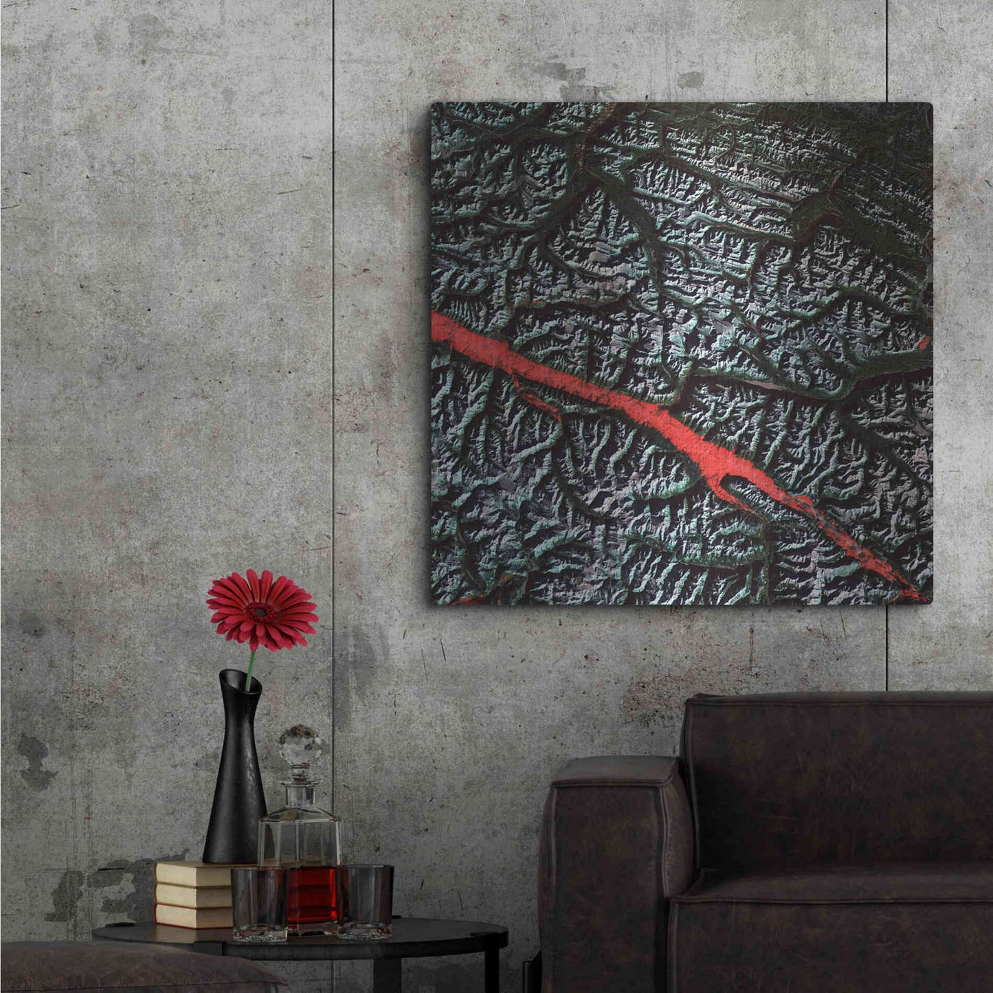 Luxe Metal Art 'Earth as Art: Rocky Mountain Trench,' Metal Wall Art,36x36
