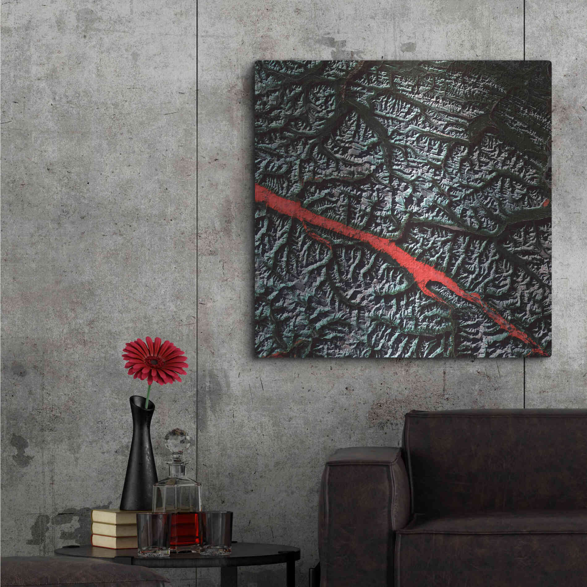 Luxe Metal Art 'Earth as Art: Rocky Mountain Trench,' Metal Wall Art,36x36