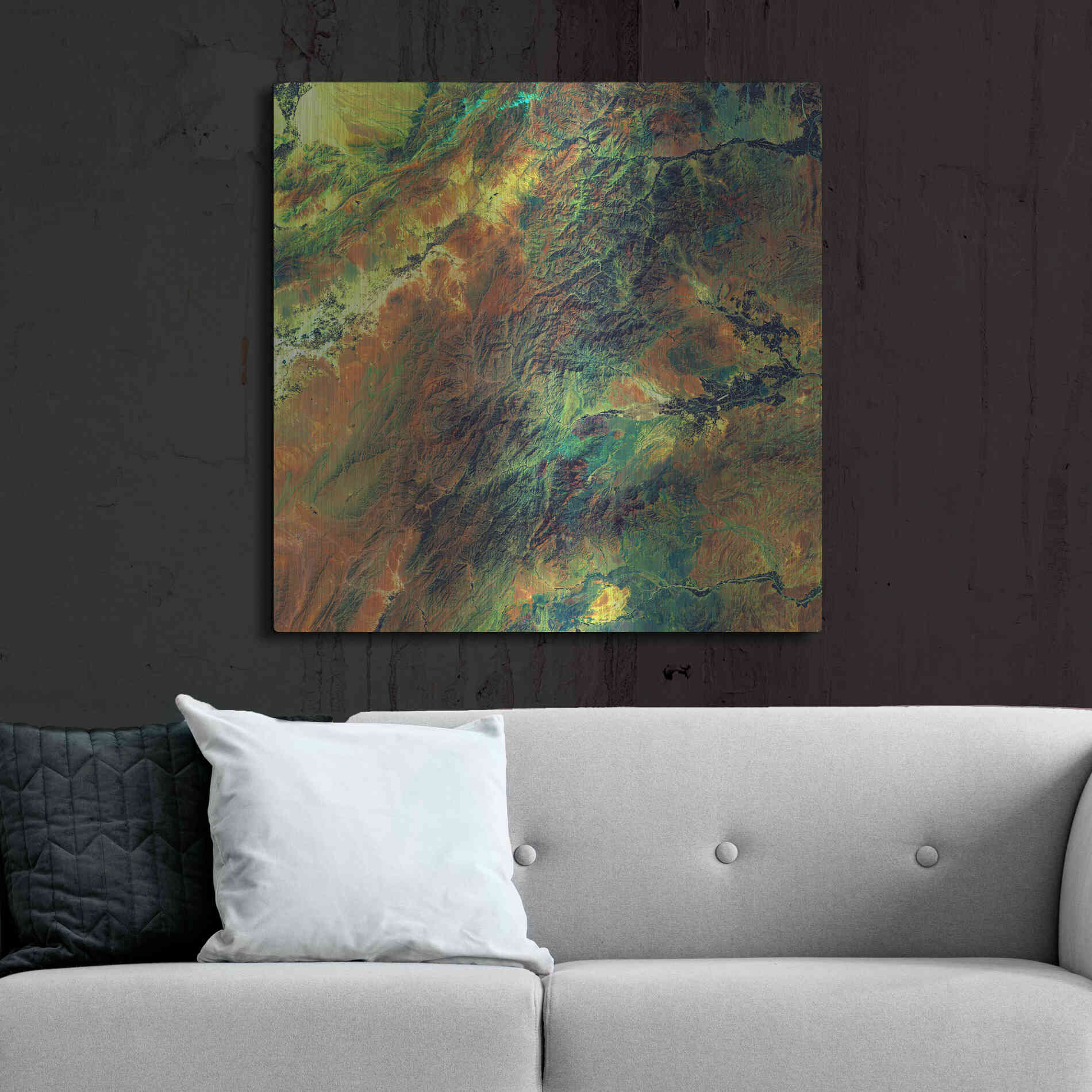 Luxe Metal Art 'Earth as Art: Rugged Terrain,' Metal Wall Art,36x36