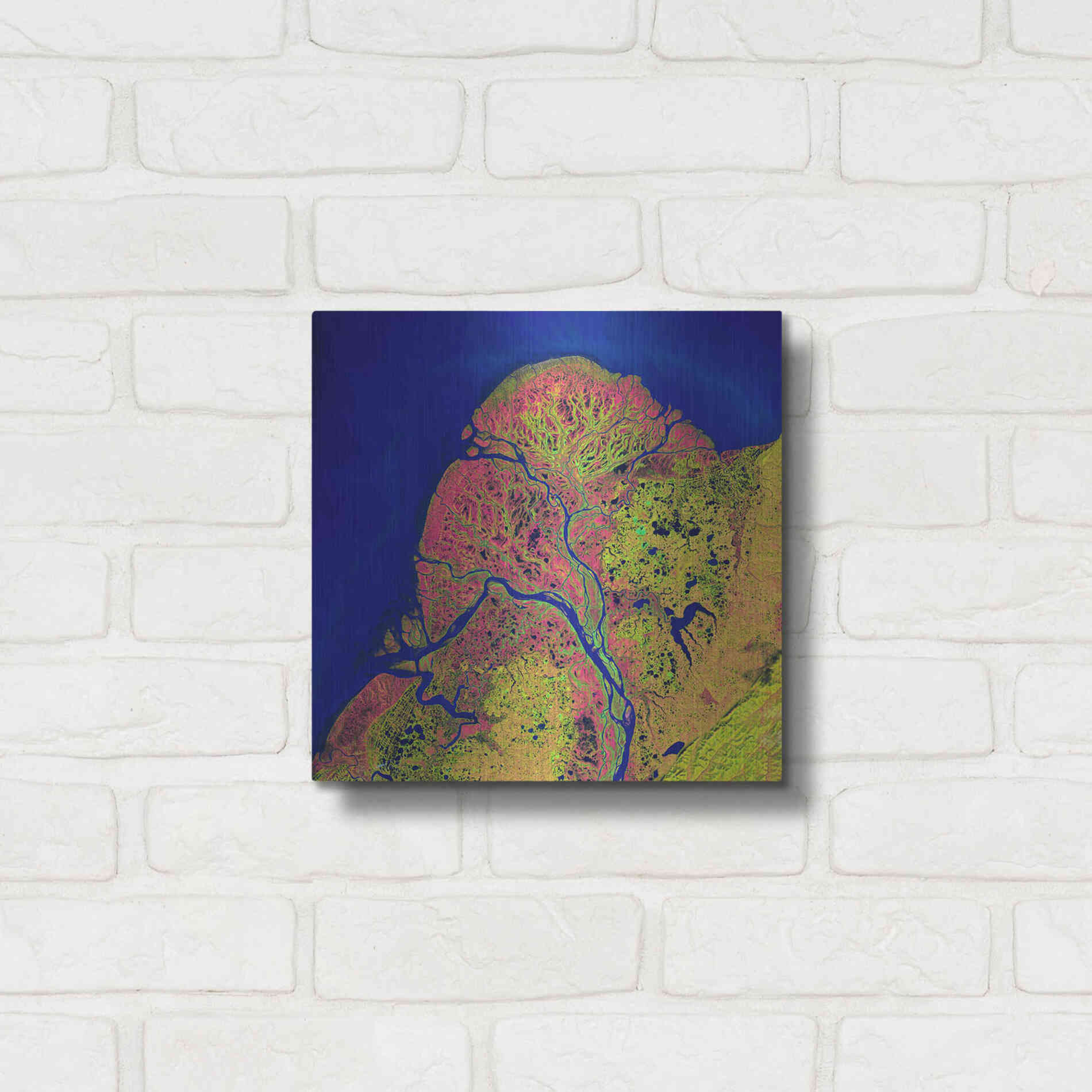 Luxe Metal Art 'Earth as Art: Yukon Delta,' Metal Wall Art,12x12