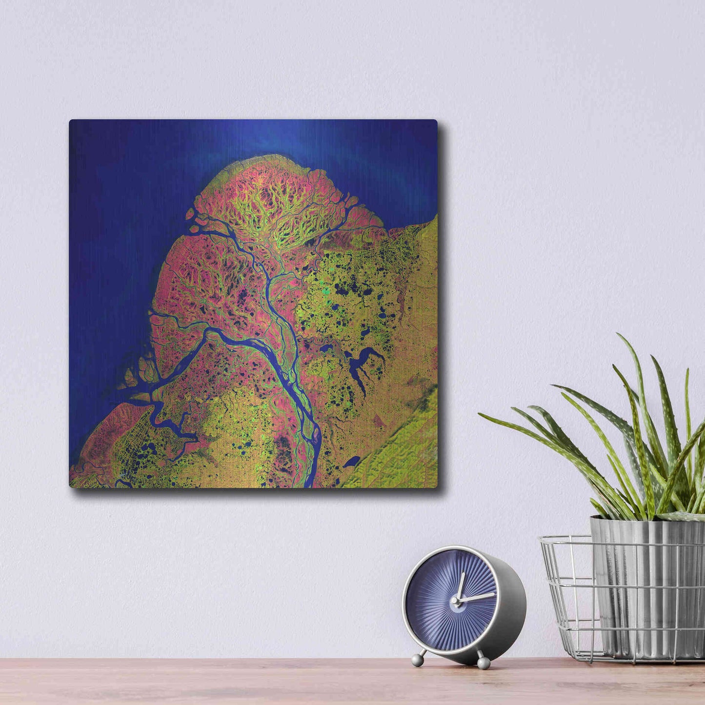 Luxe Metal Art 'Earth as Art: Yukon Delta,' Metal Wall Art,12x12