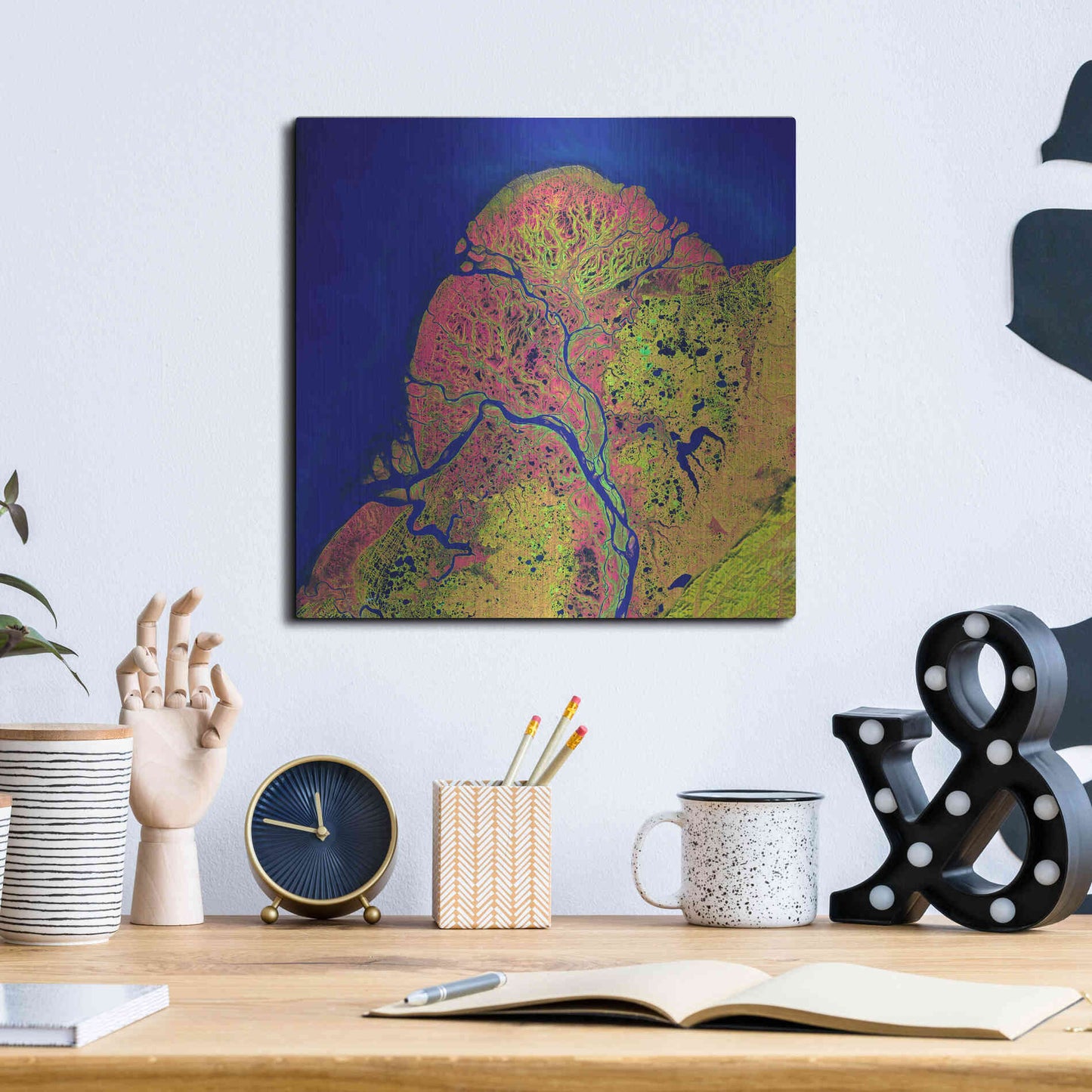 Luxe Metal Art 'Earth as Art: Yukon Delta,' Metal Wall Art,12x12