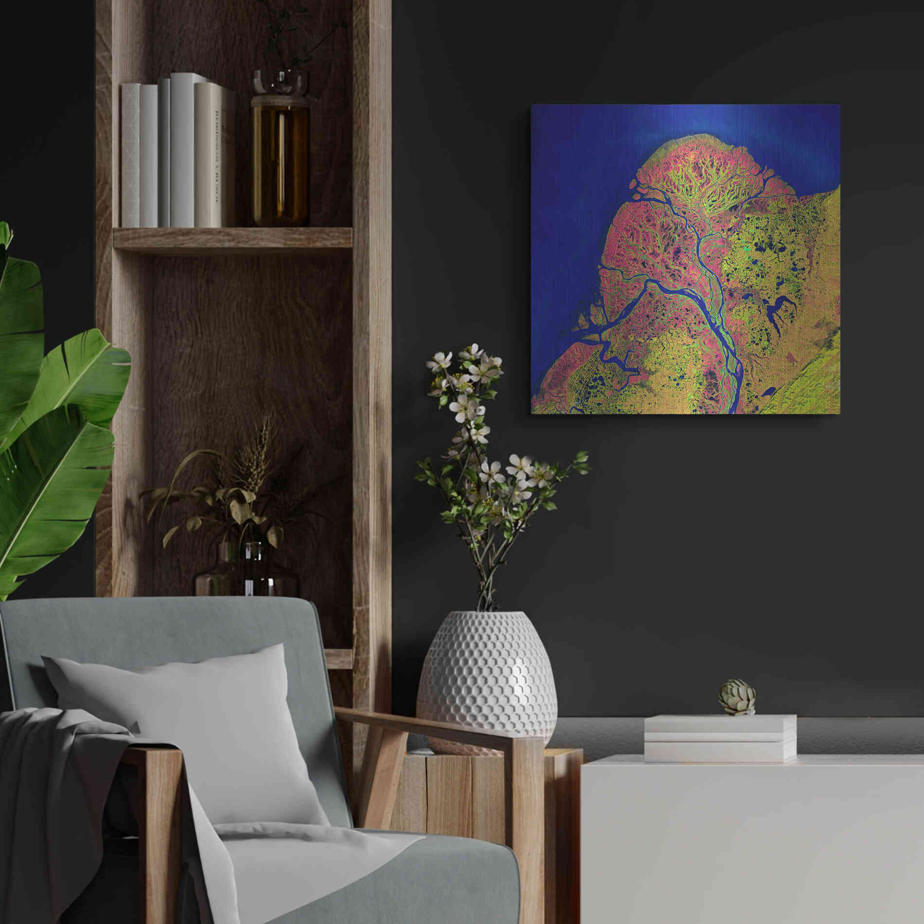 Luxe Metal Art 'Earth as Art: Yukon Delta,' Metal Wall Art,24x24