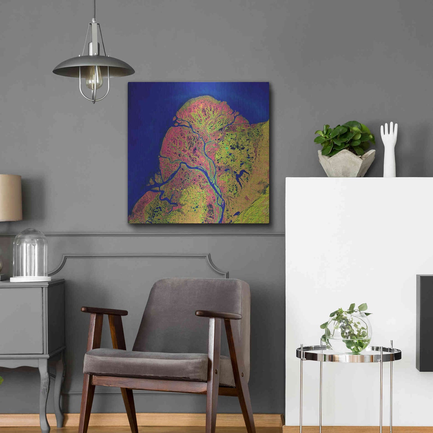 Luxe Metal Art 'Earth as Art: Yukon Delta,' Metal Wall Art,24x24