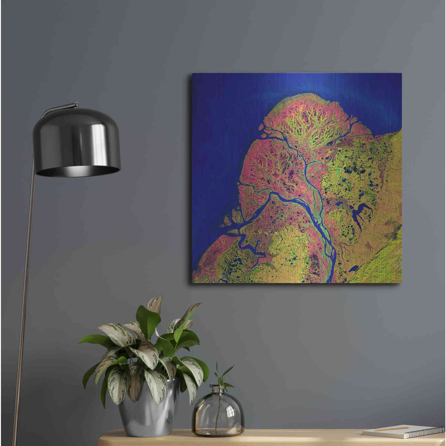 Luxe Metal Art 'Earth as Art: Yukon Delta,' Metal Wall Art,24x24