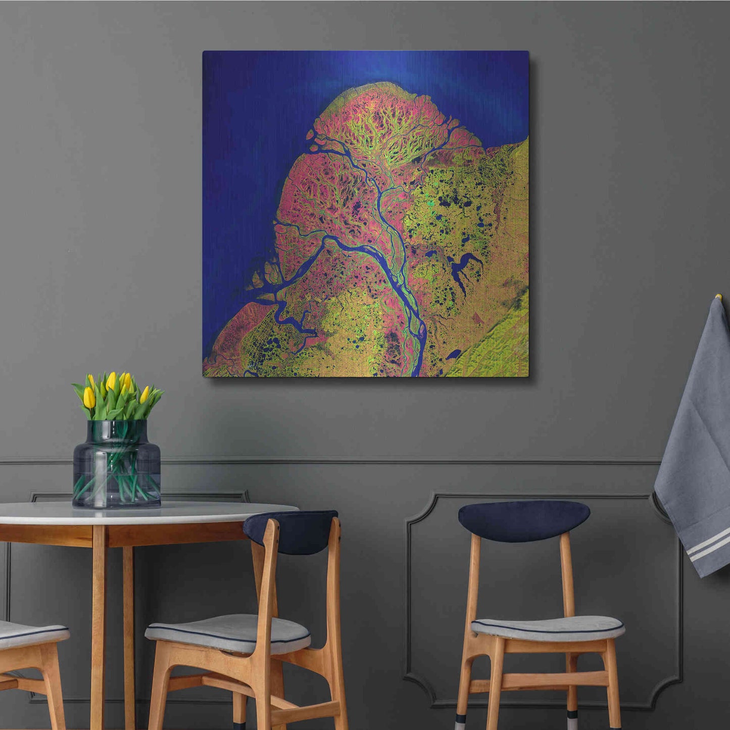 Luxe Metal Art 'Earth as Art: Yukon Delta,' Metal Wall Art,36x36