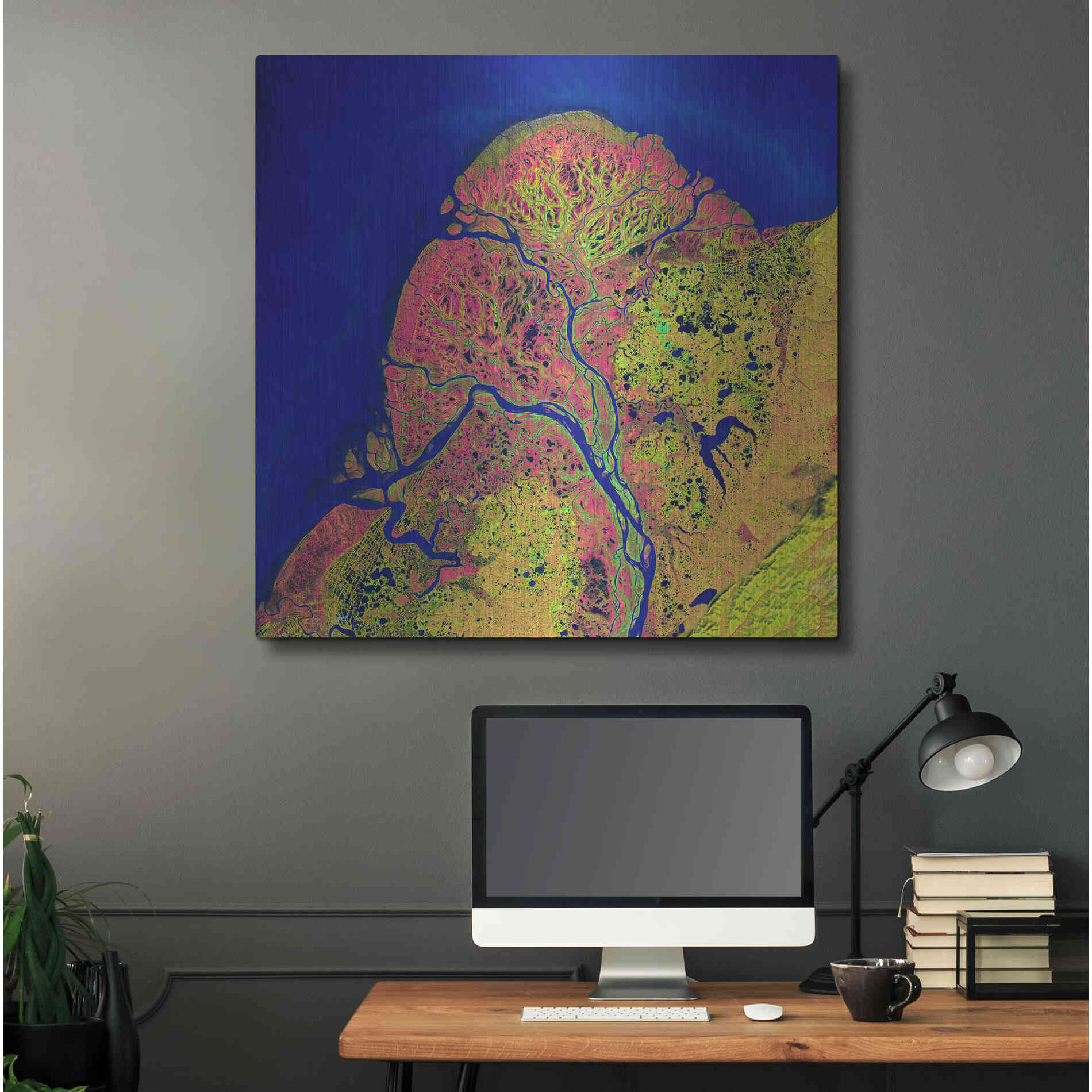 Luxe Metal Art 'Earth as Art: Yukon Delta,' Metal Wall Art,36x36
