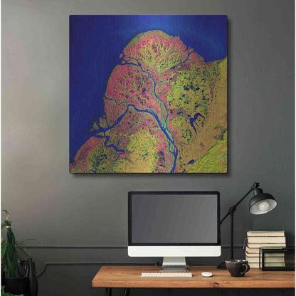 Luxe Metal Art 'Earth as Art: Yukon Delta,' Metal Wall Art,36x36